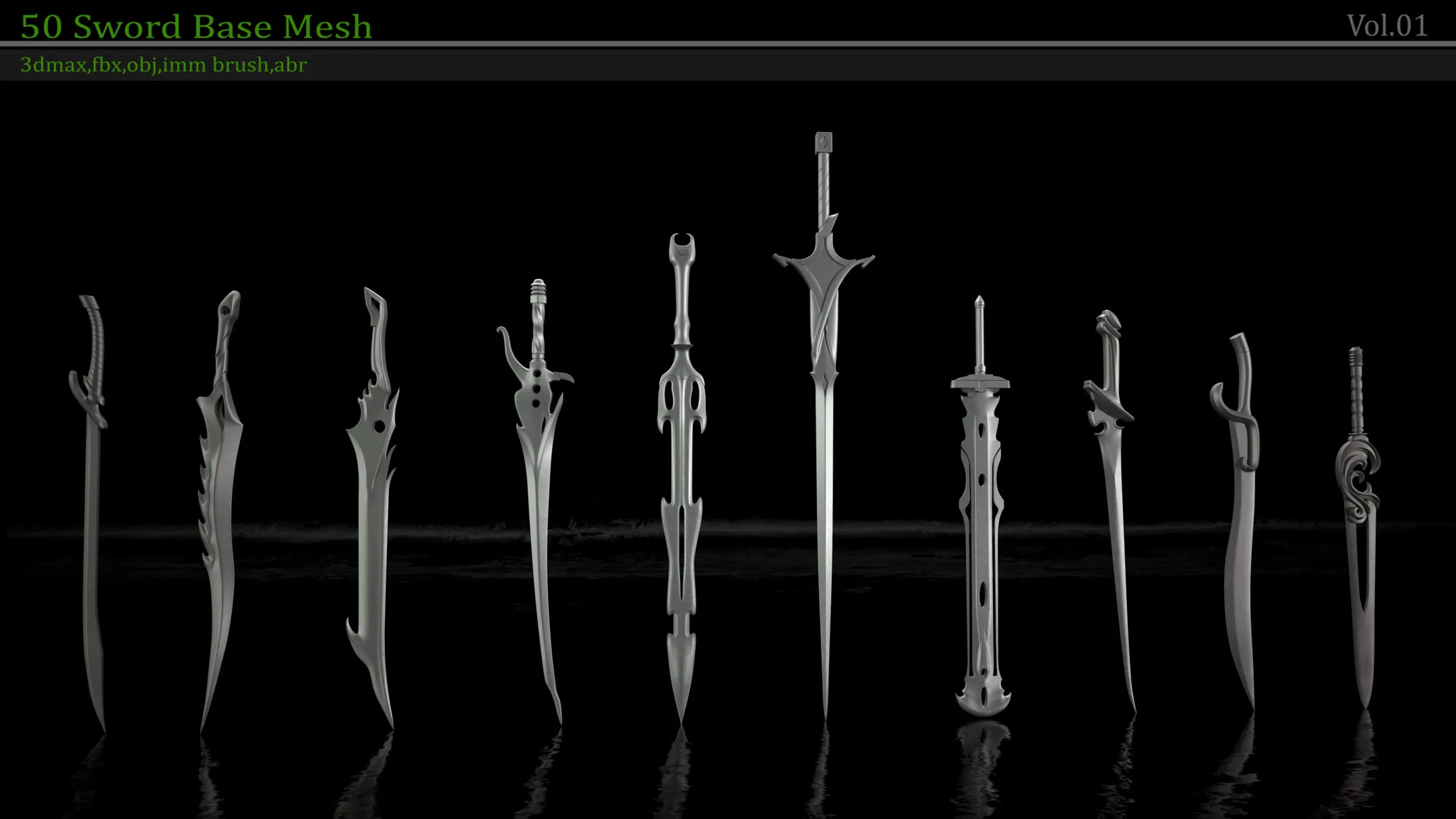 50 Sword Base Mesh(Clean UV) + IMM brush + ABR brush