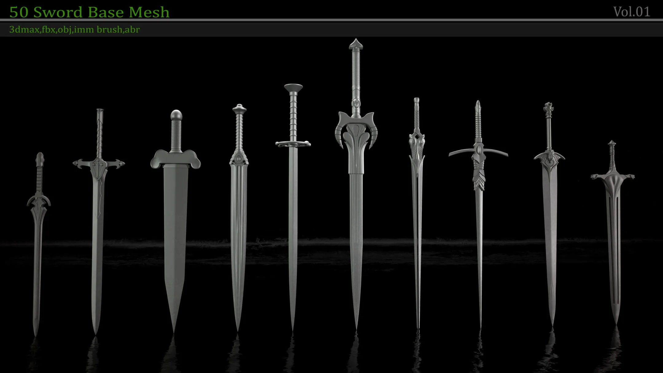 50 Sword Base Mesh(Clean UV) + IMM brush + ABR brush