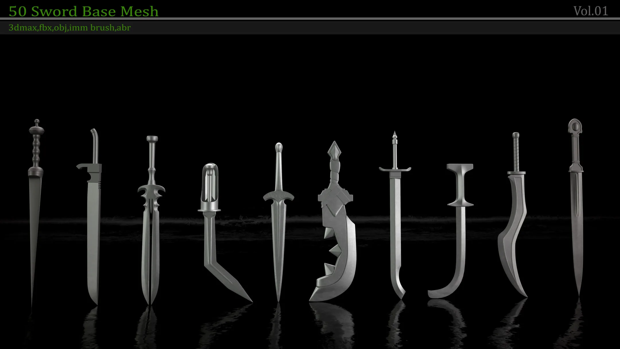 50 Sword Base Mesh(Clean UV) + IMM brush + ABR brush