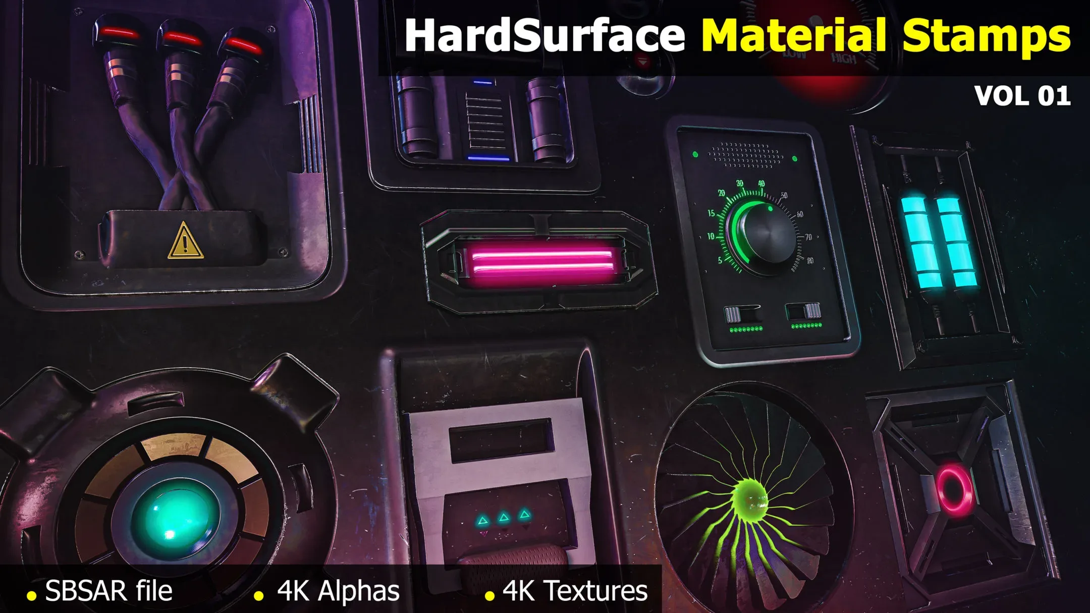 15 HardSurface Material Stamps - VOL 01