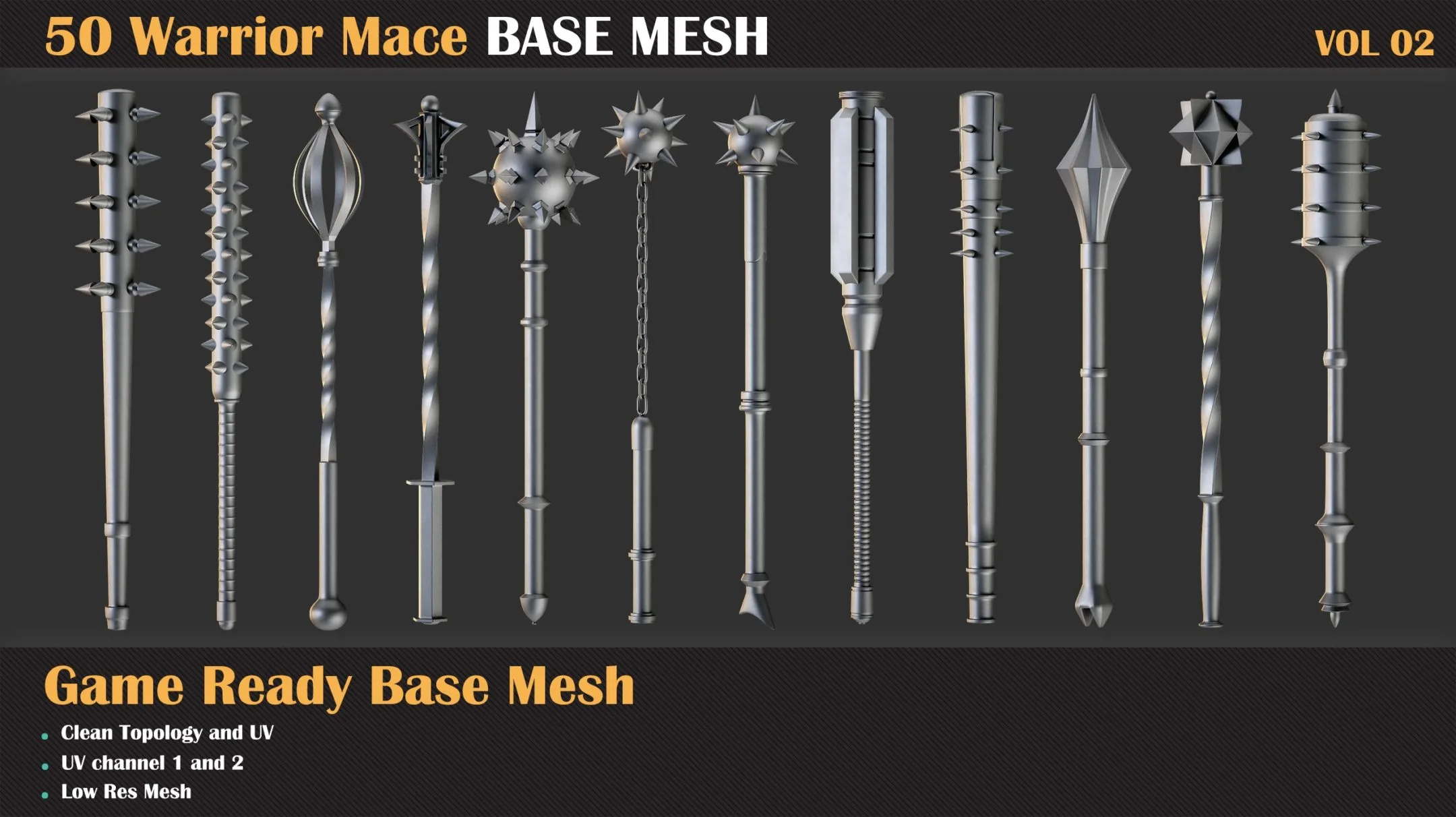 50 Warrior Mace Base Mesh - VOL 02 ( Game Ready )