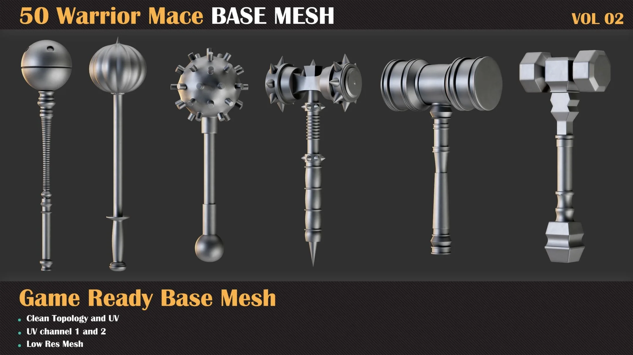 50 Warrior Mace Base Mesh - VOL 02 ( Game Ready )