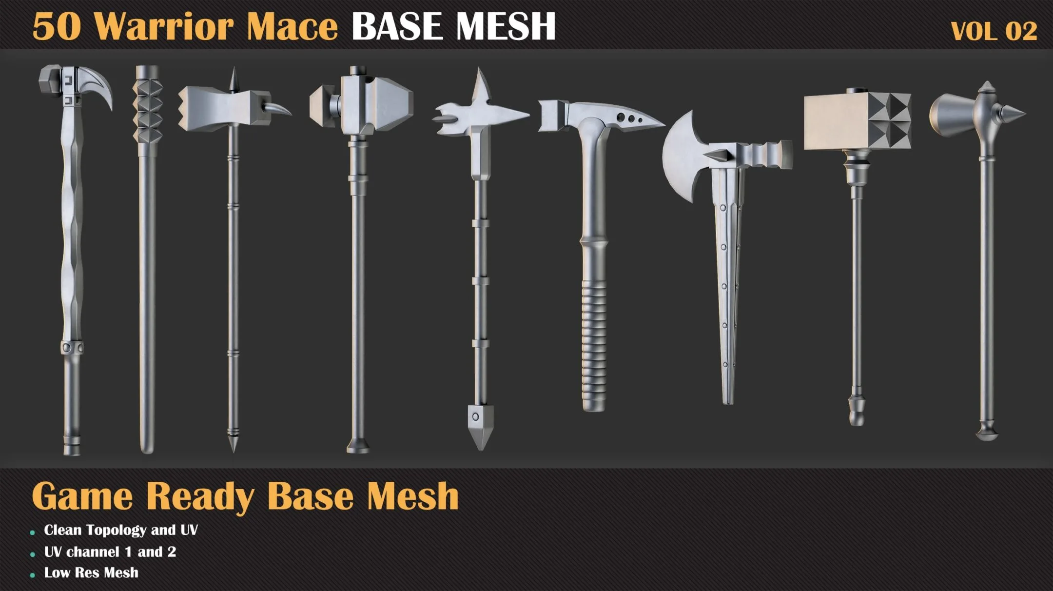 50 Warrior Mace Base Mesh - VOL 02 ( Game Ready )