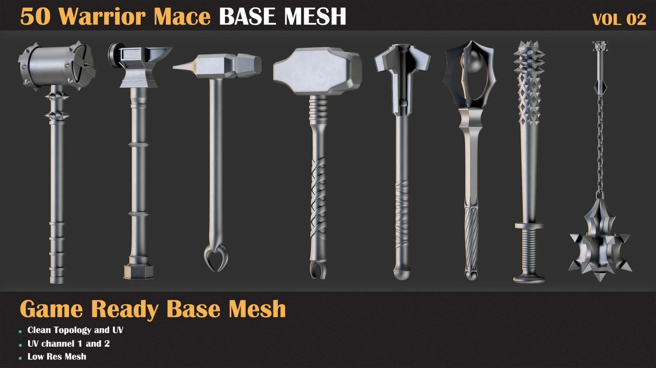 50 Warrior Mace Base Mesh - VOL 02 ( Game Ready )