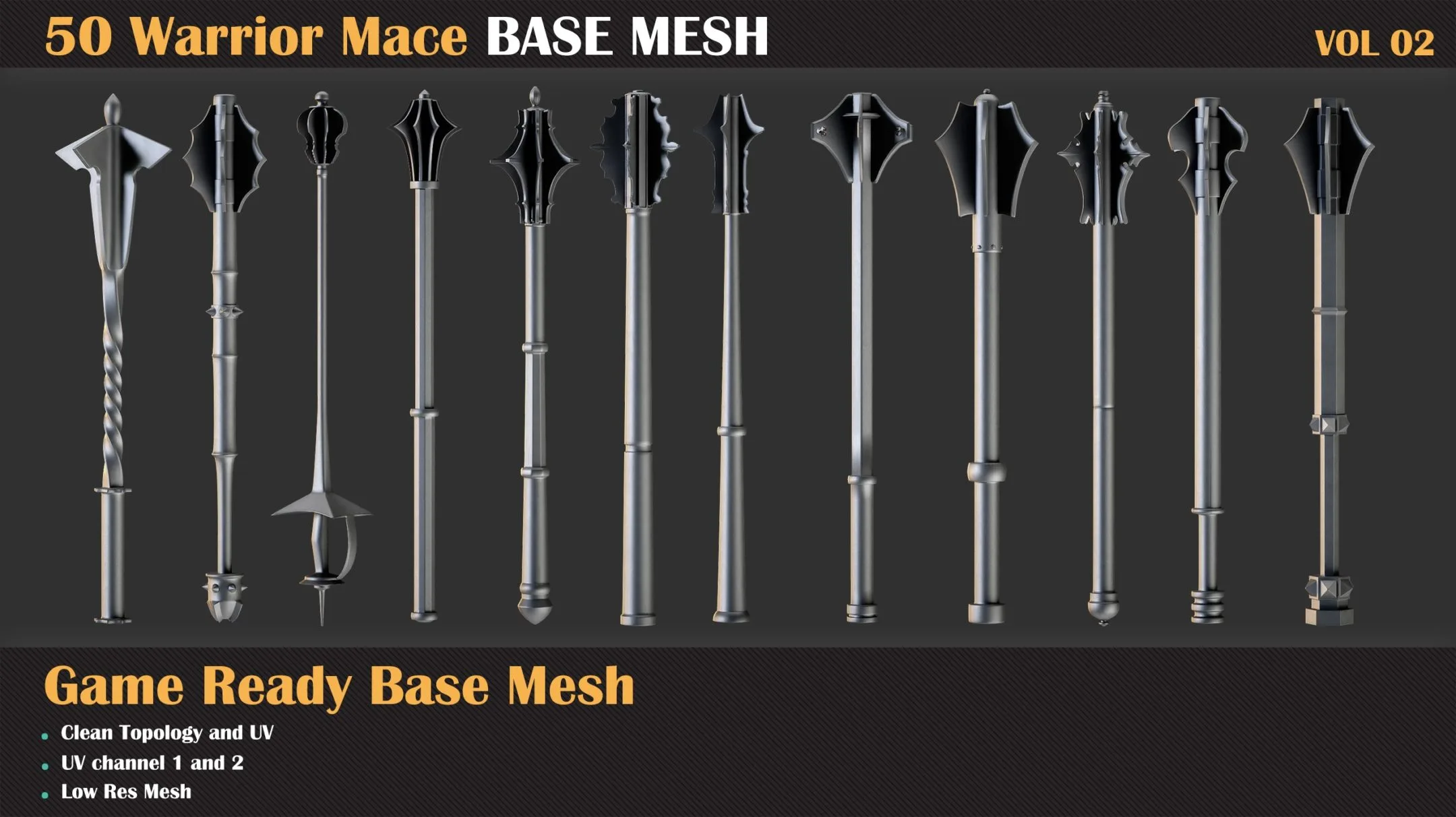 50 Warrior Mace Base Mesh - VOL 02 ( Game Ready )