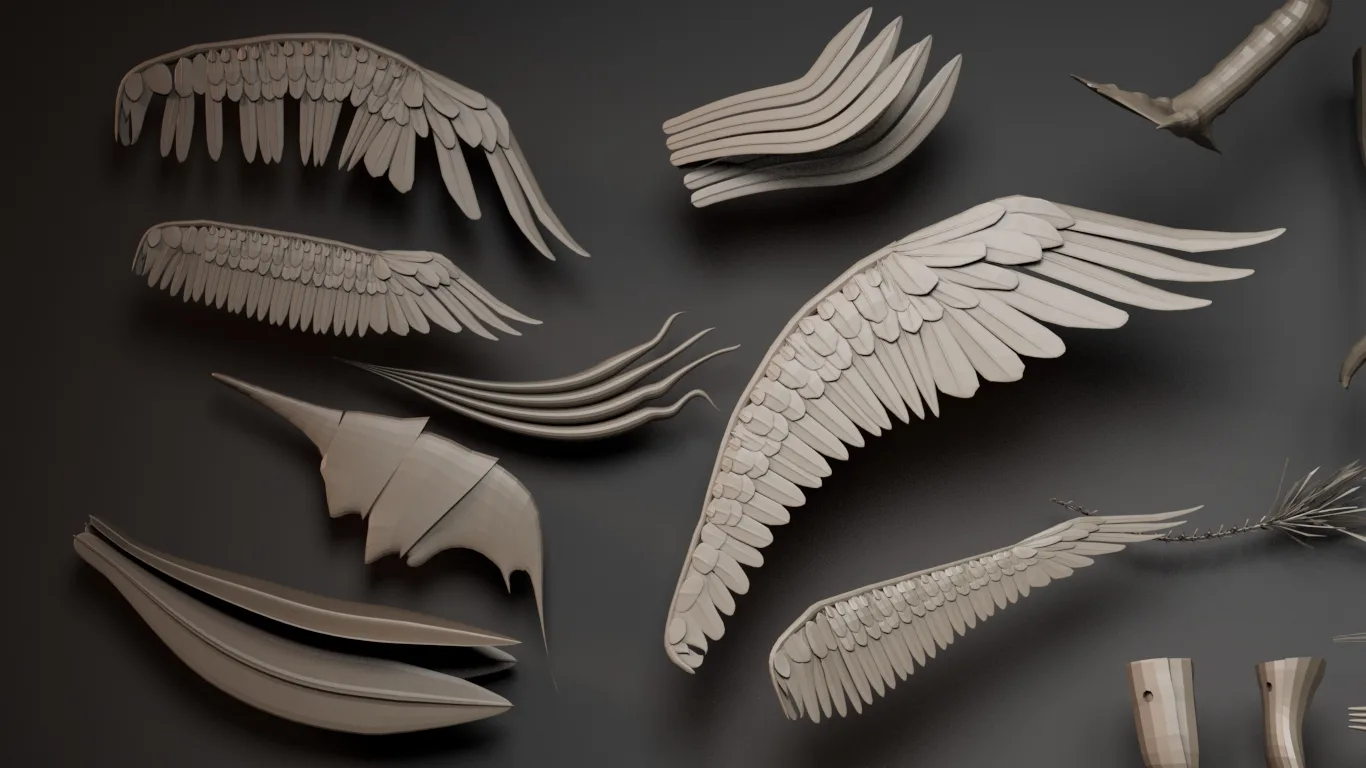 Birds Parts Pack - 36 IMM /Curve Brushes -ZBrush