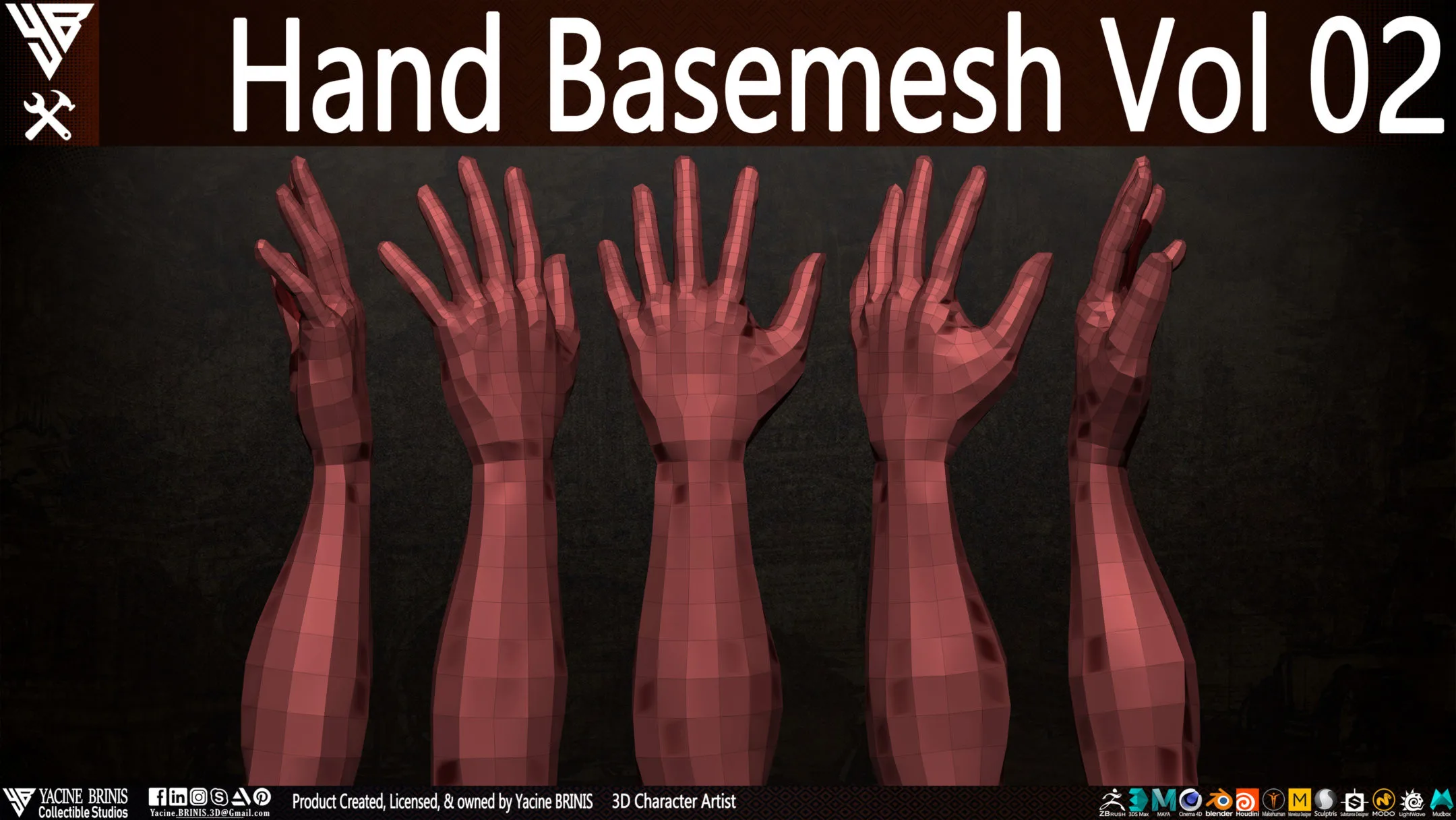 Hand Basemesh 3D Model Vol 02