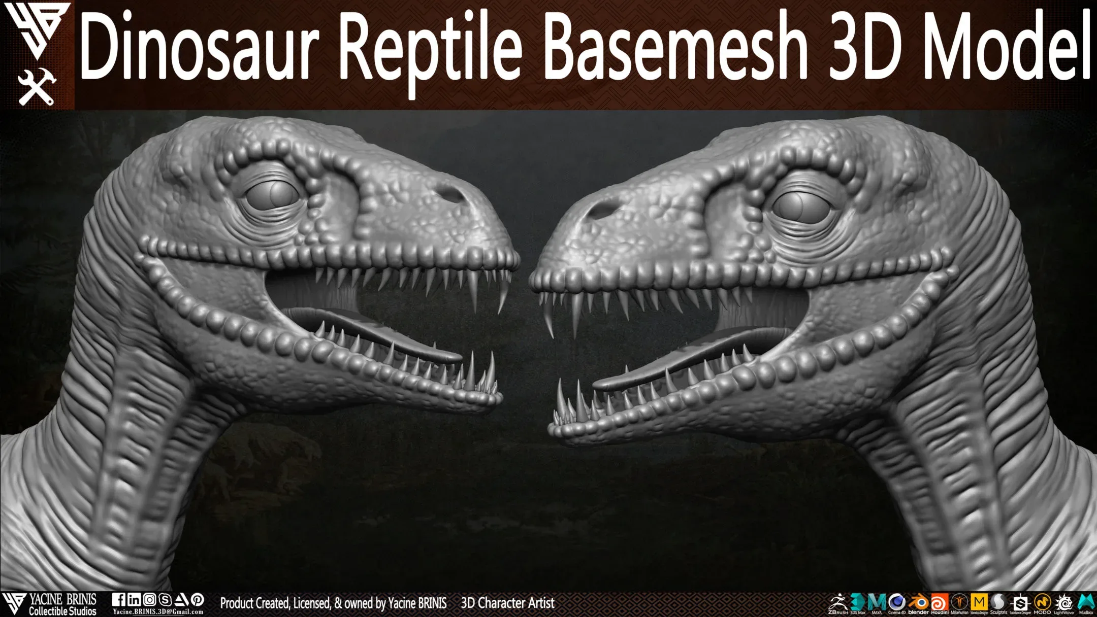 Dinosaur Reptile Basemesh 3D Model Vol 01