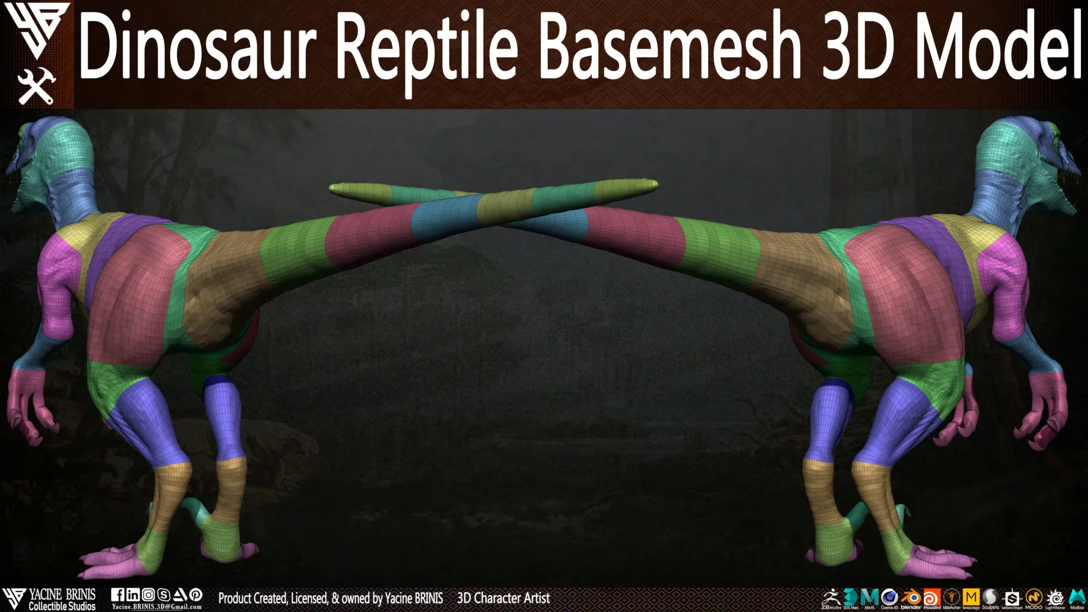 Dinosaur Reptile Basemesh 3D Model Vol 01