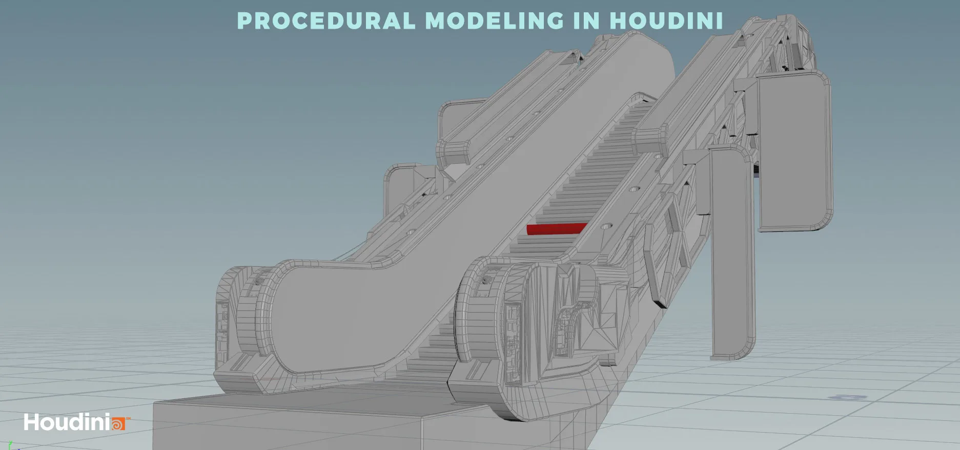 Houdini Tutorial Procedural Modeling [escalator]