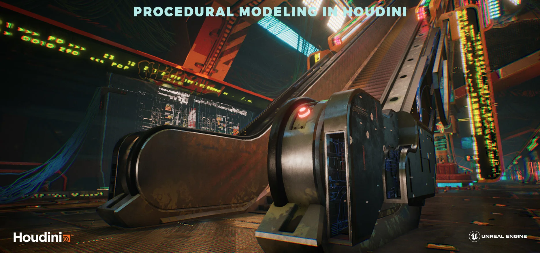 Houdini Tutorial Procedural Modeling [escalator]