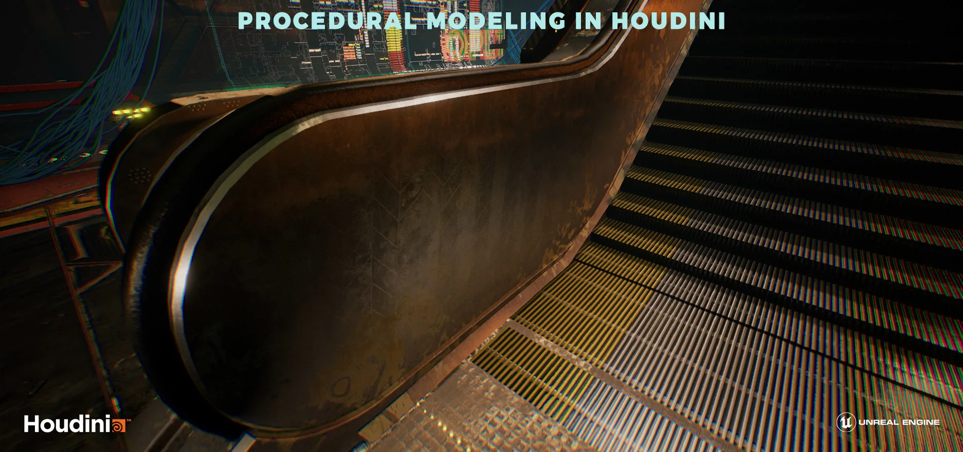 Houdini Tutorial Procedural Modeling [escalator]