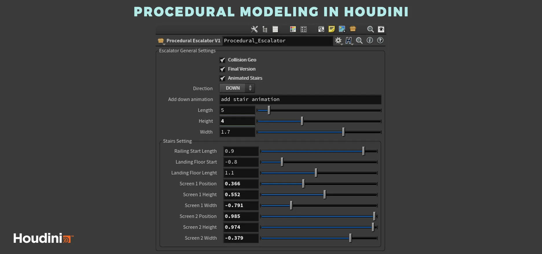 Houdini Tutorial Procedural Modeling [escalator]