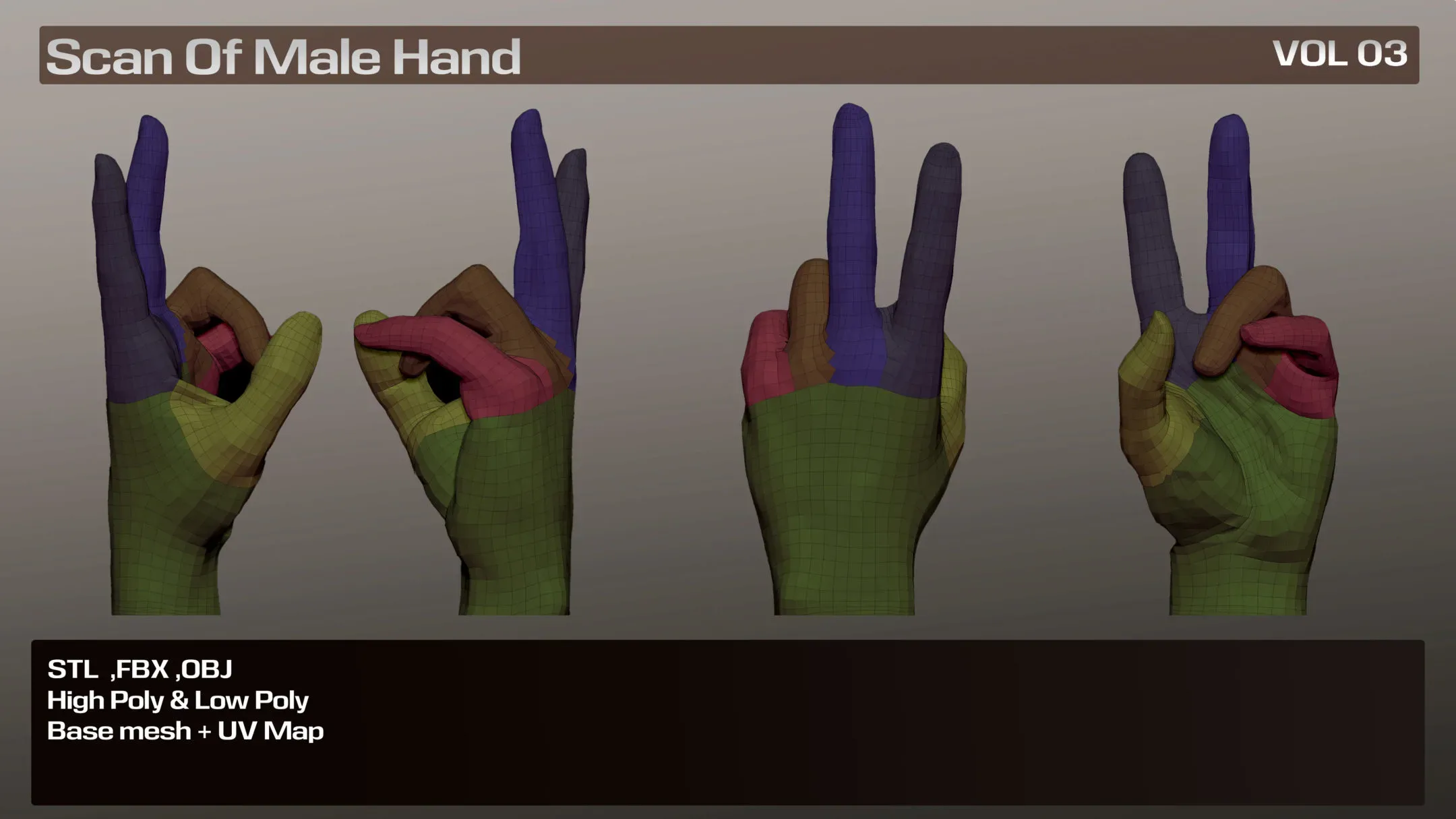 3D Scan Real Male Hand VOL 02