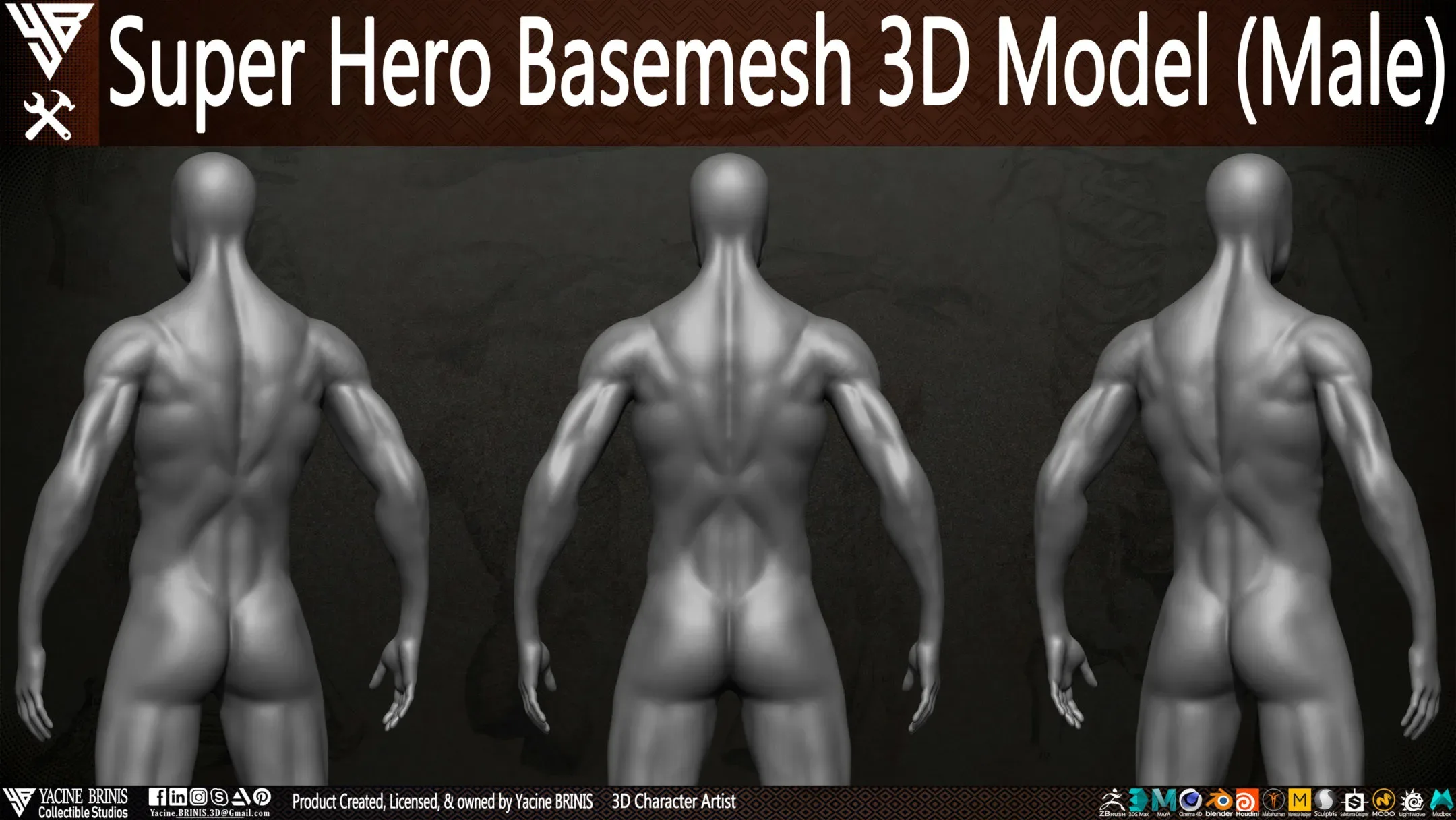 Super Hero Basemesh 3D Model (Male) Vol 01