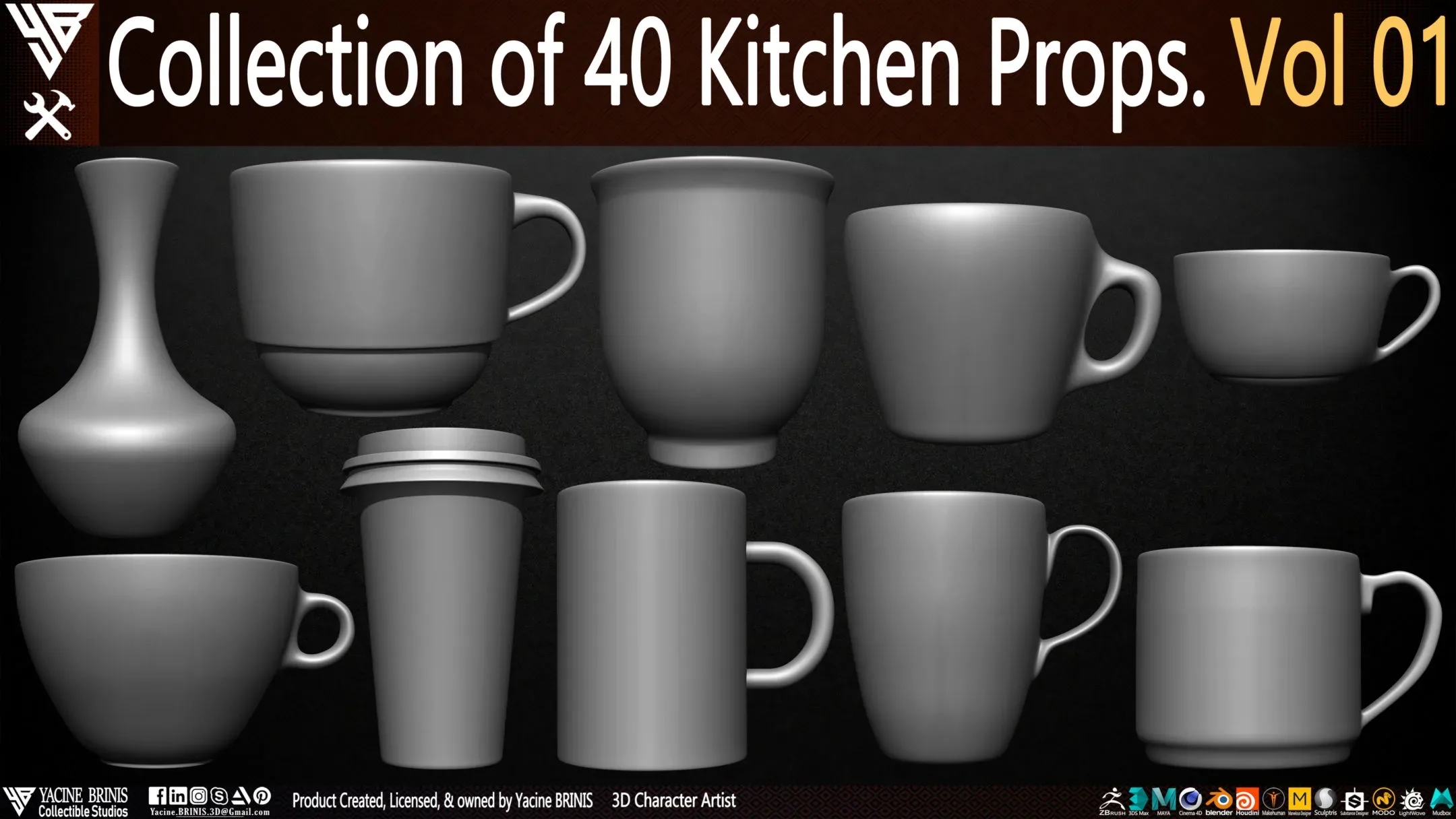 Collection of 40 Kitchen Prop Dishes Vol 01