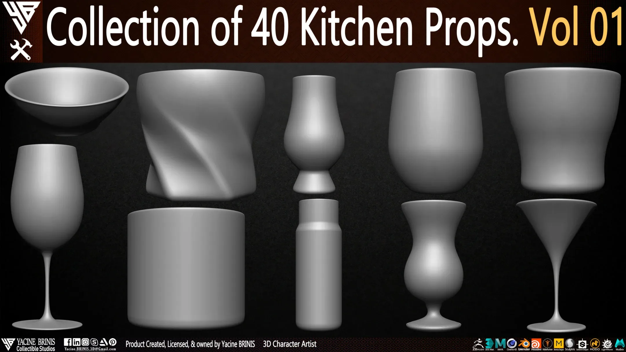 Collection of 40 Kitchen Prop Dishes Vol 01