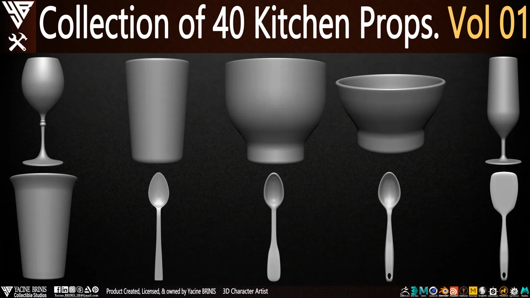 Collection of 40 Kitchen Prop Dishes Vol 01