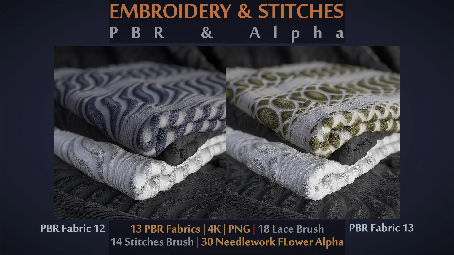 Embroidery - Stitches - NeedleWorks Brush | Alpha | PBR Mats