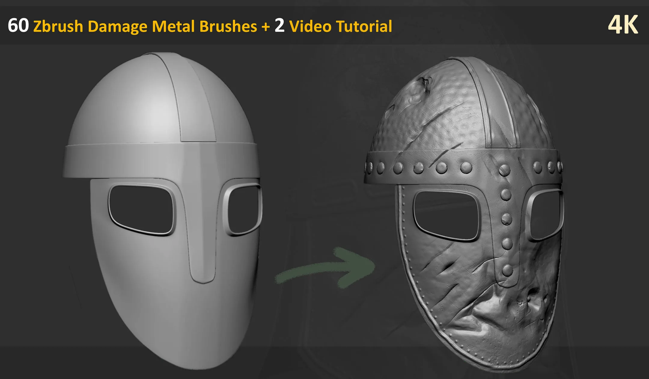 60 Zbrush Damage Metal Brushes + 2 Video Tutorial - Vol 1