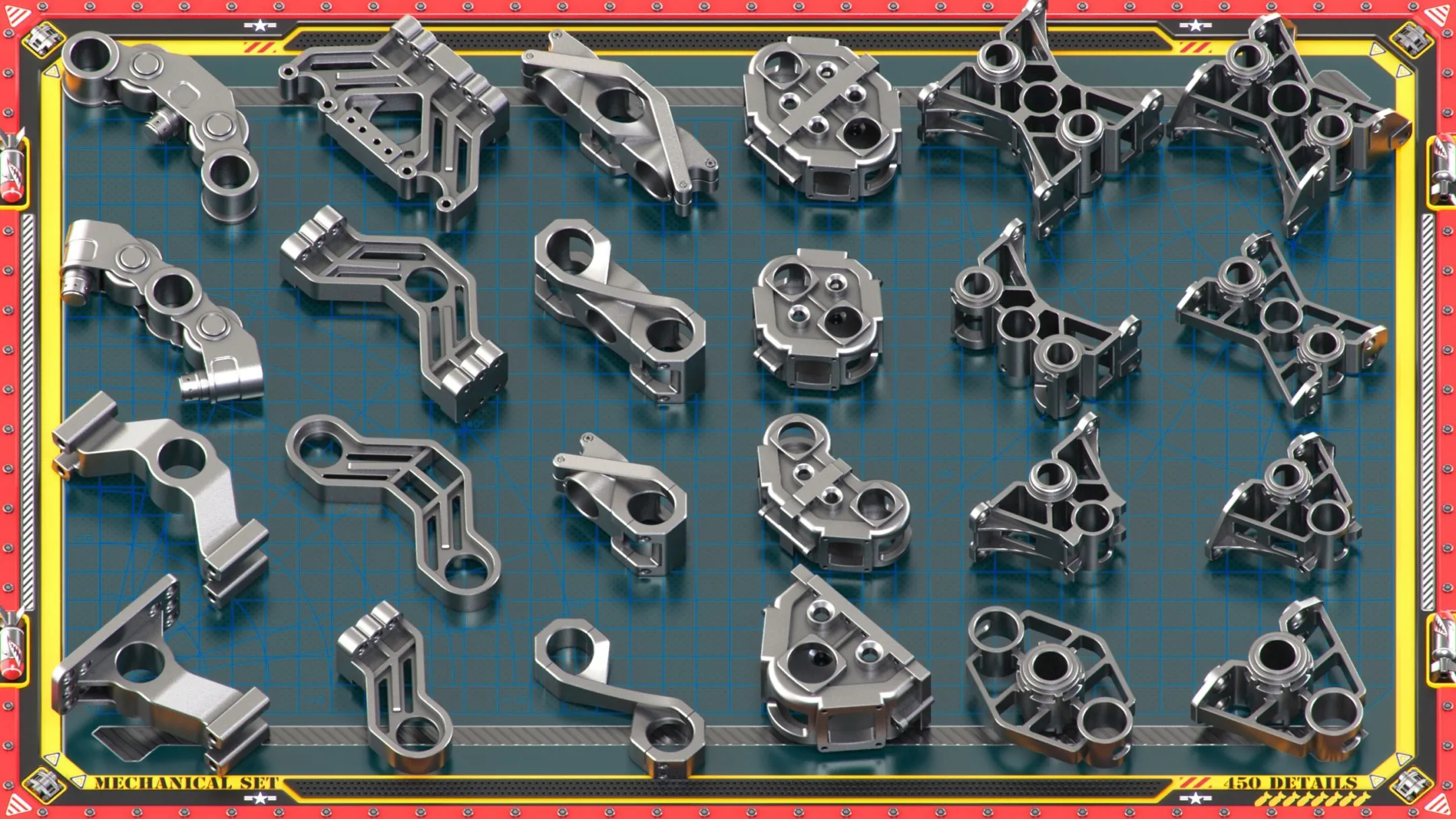 450 Pieces Mega Pack - Hard Surface Kitbash