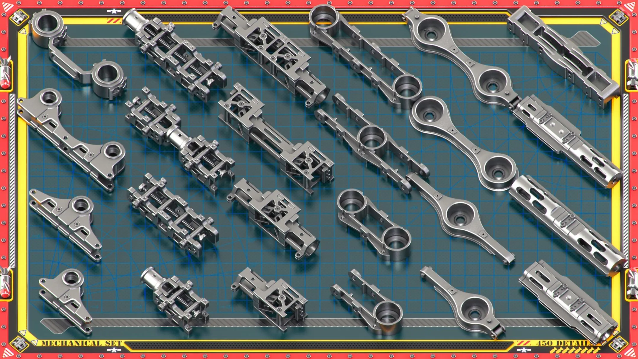 450 Pieces Mega Pack - Hard Surface Kitbash