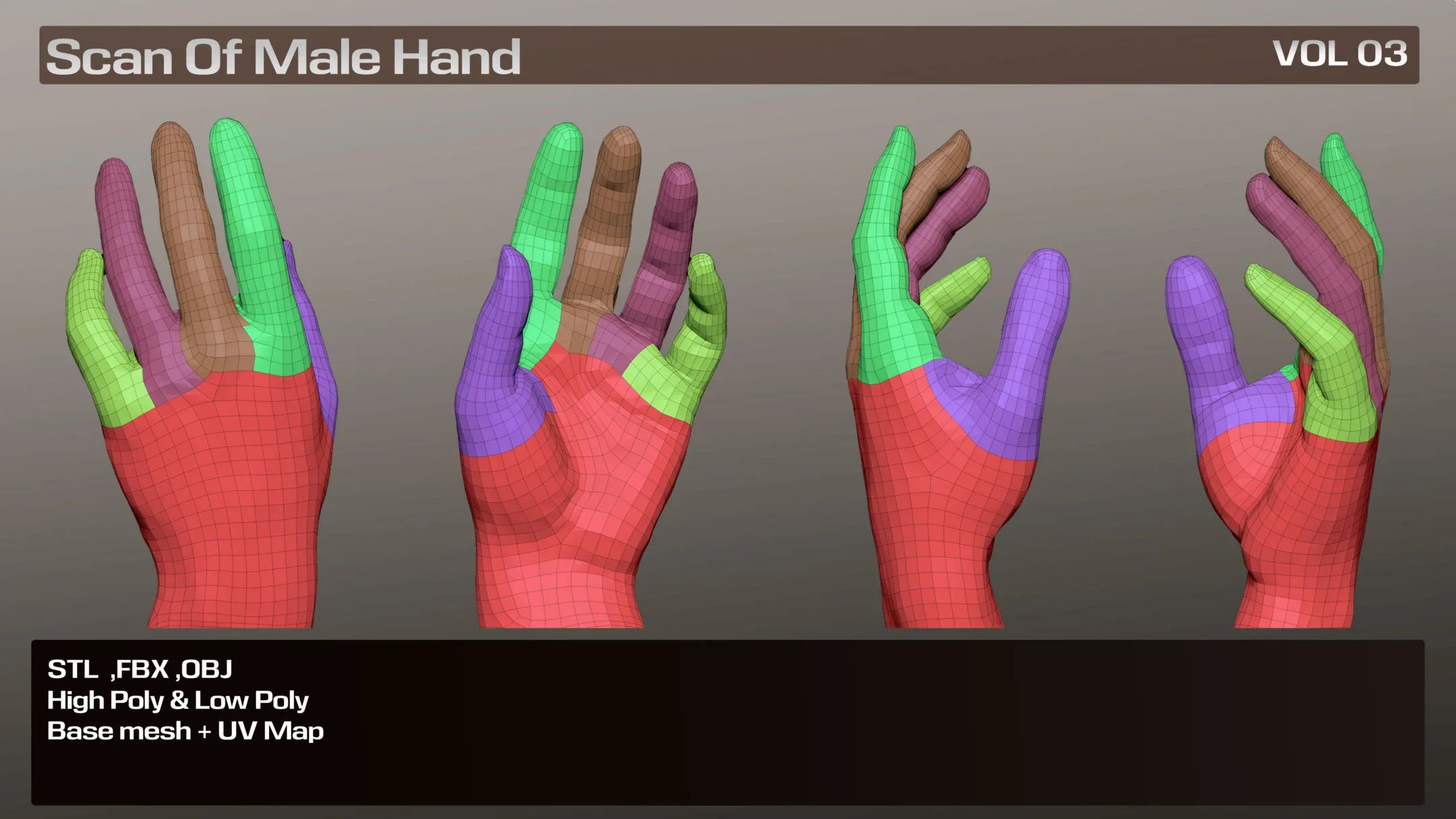 3D Scan Real Male Hand VOL 03