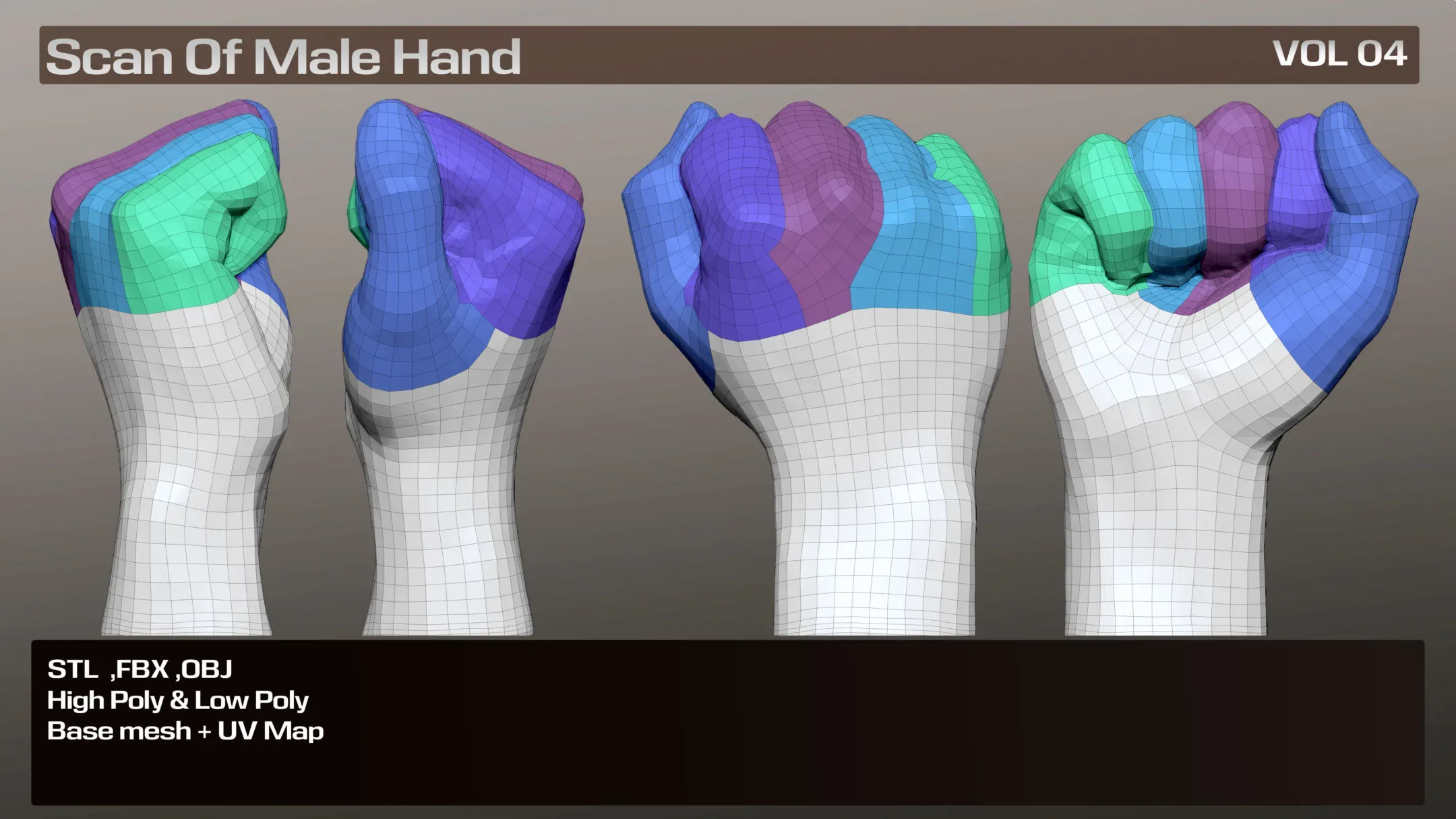 3D Scan Real Male Hand VOL 04