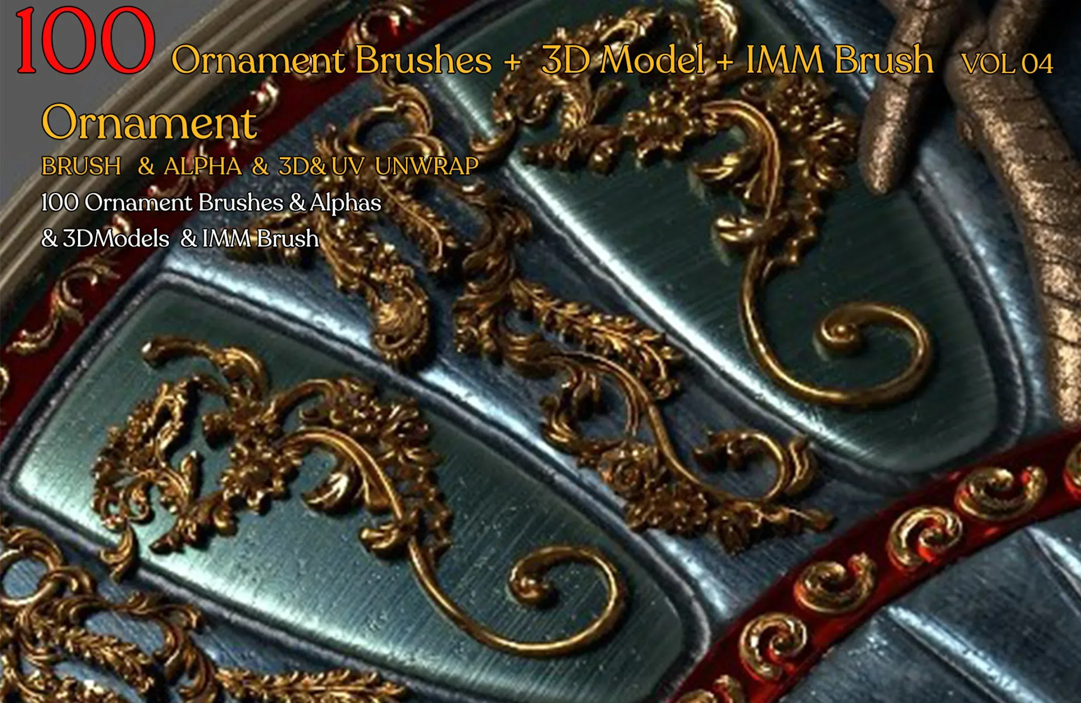 100 Ornament Brushes 3D Model IMM Brush Vol 04