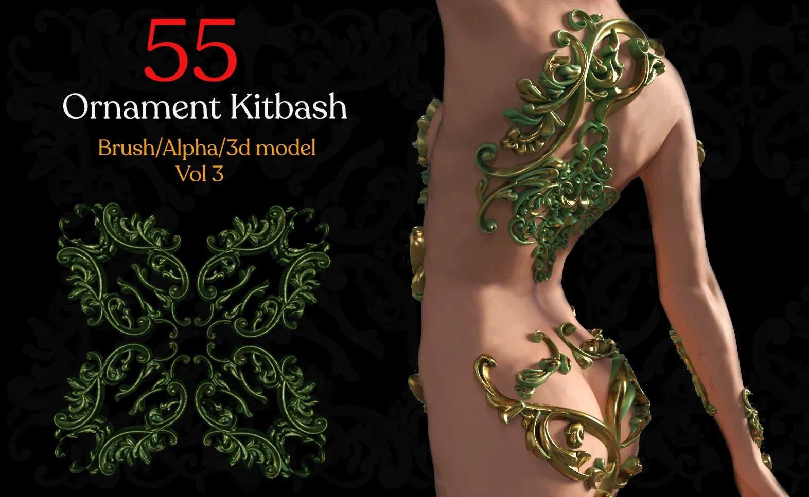 55 Ornament Brushes 3D Model IMM Brush Vol 03