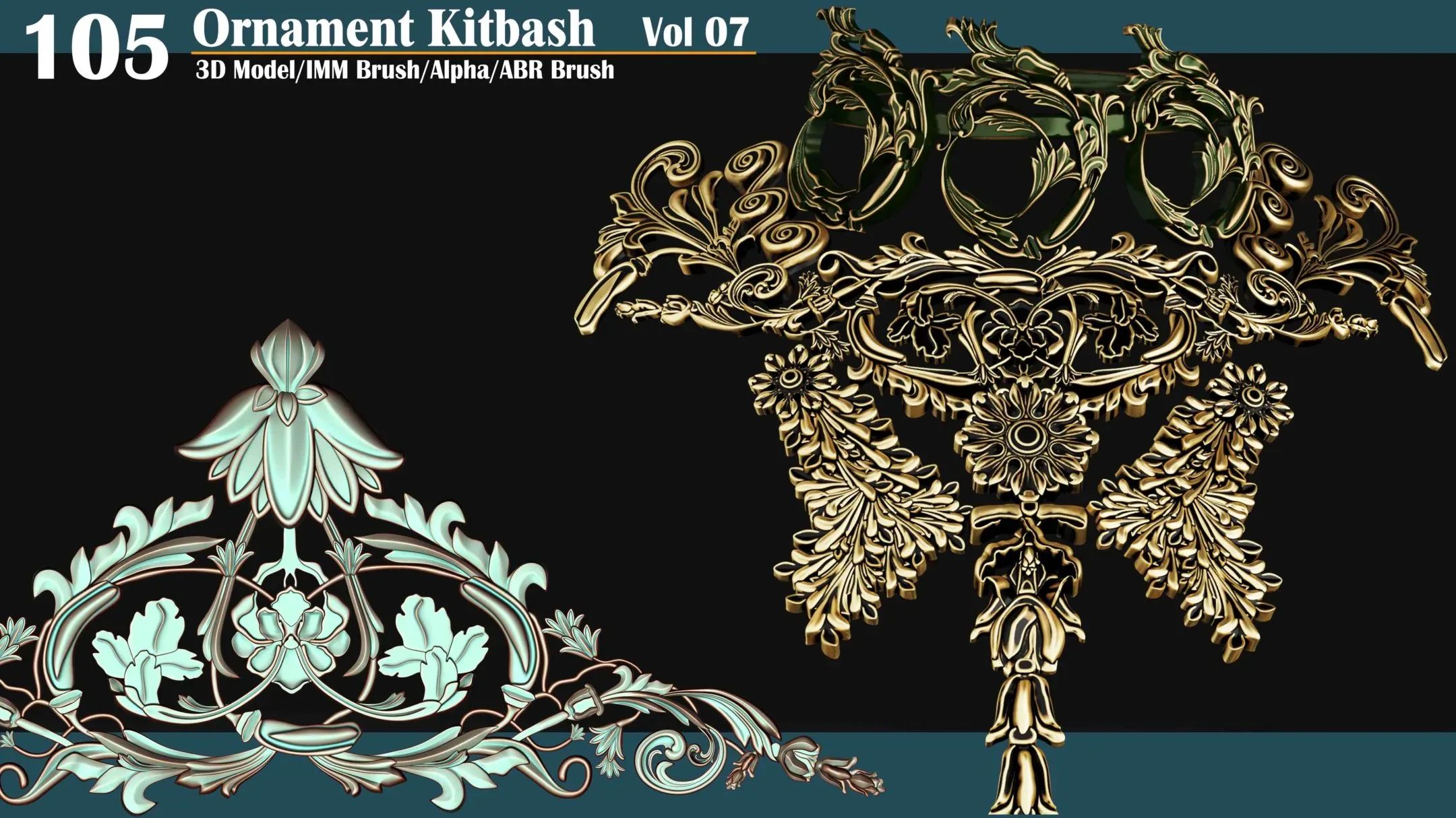 105 Sahra Ornament Kitbash 3D Model/IMM Brush/Alpha VOL07