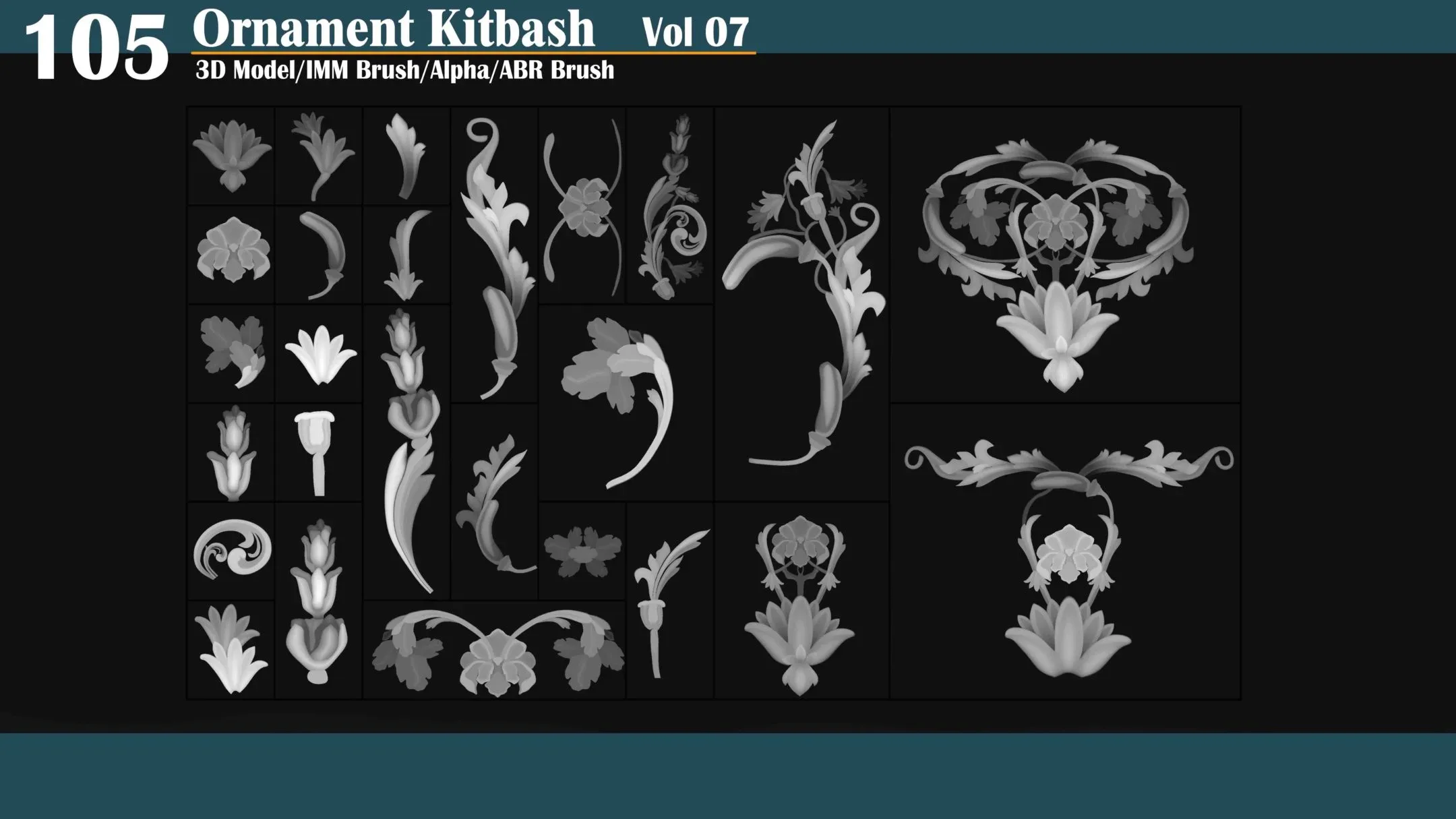 105 Sahra Ornament Kitbash 3D Model/IMM Brush/Alpha VOL07