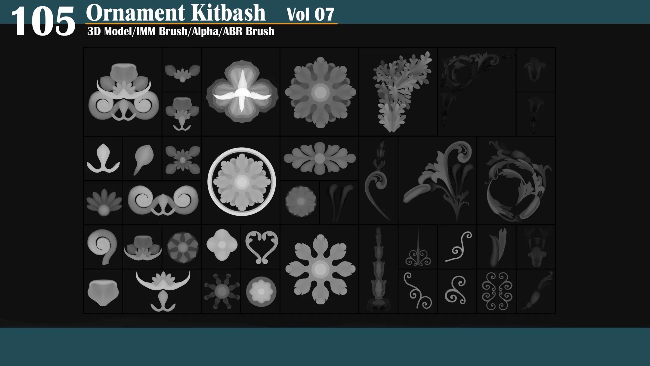 105 Sahra Ornament Kitbash 3D Model/IMM Brush/Alpha VOL07