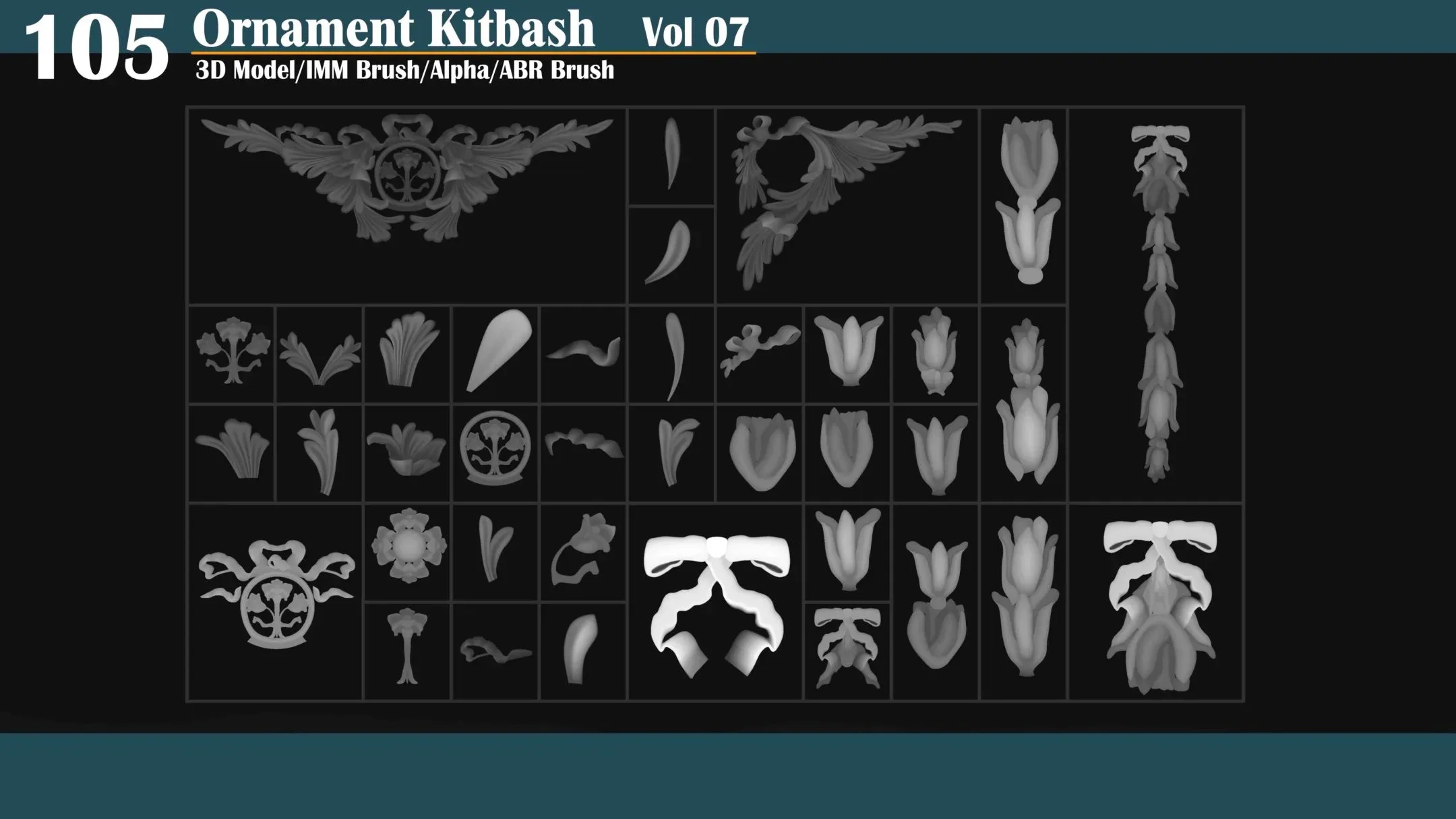 105 Sahra Ornament Kitbash 3D Model/IMM Brush/Alpha VOL07