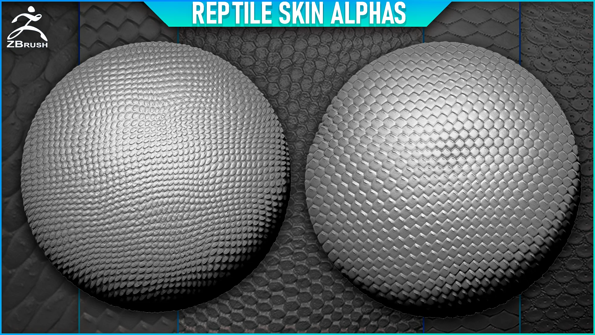 Reptile Skin Alphas Tileable vol. 3 (ZBrush, 2K)