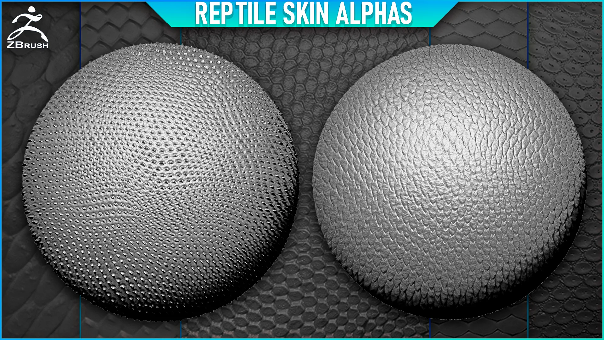 Reptile Skin Alphas Tileable vol. 3 (ZBrush, 2K)