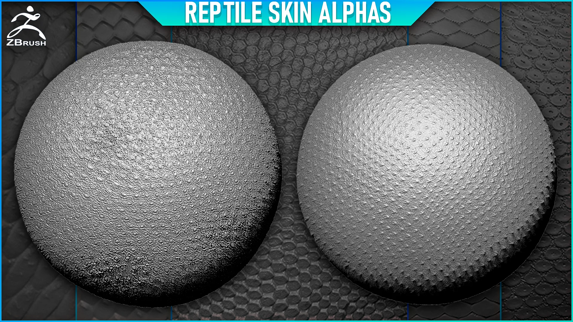 Reptile Skin Alphas Tileable vol. 3 (ZBrush, 2K)