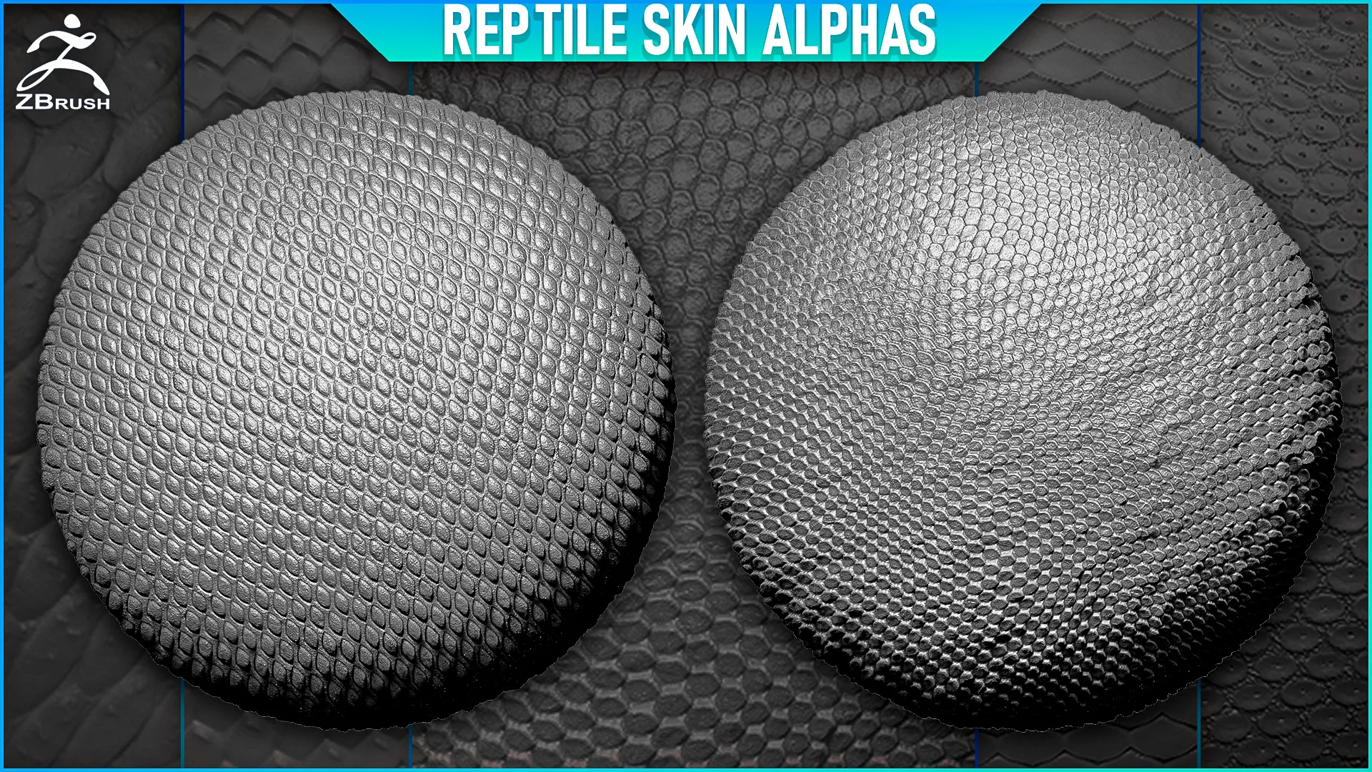 Reptile Skin Alphas Tileable vol. 3 (ZBrush, 2K)