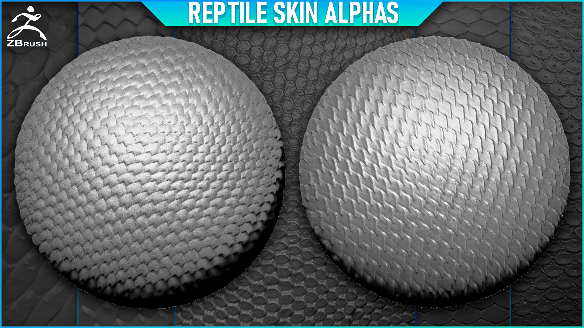 Reptile Skin Alphas Tileable vol. 3 (ZBrush, 2K)