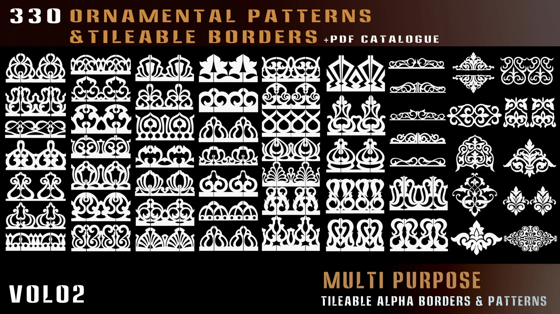 330 ornamental patterns & tileable borders-vol02