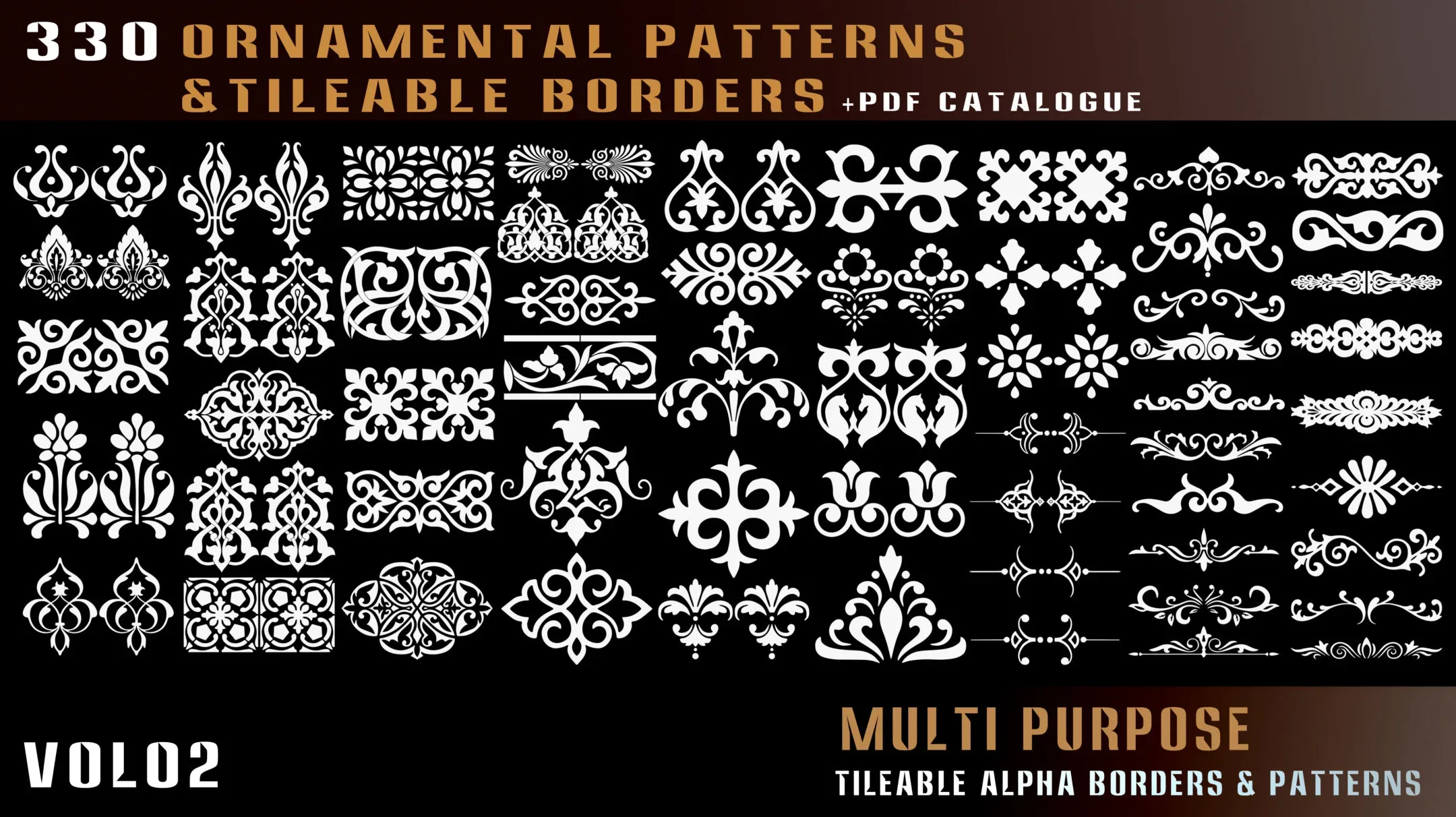 330 ornamental patterns & tileable borders-vol02