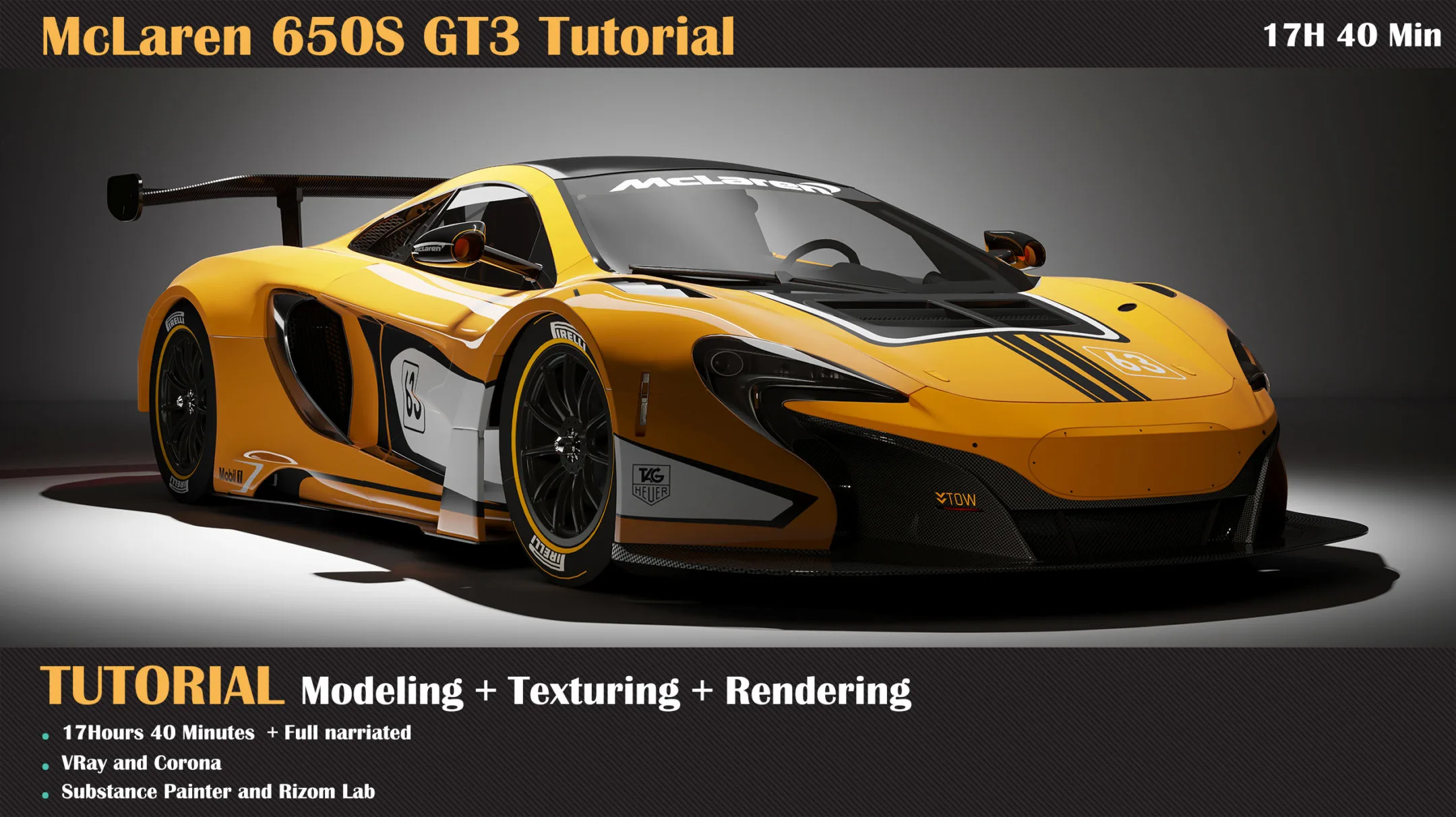 McLaren 650S GT3 Tutorial ( Modeling, Texturing, Lighting )