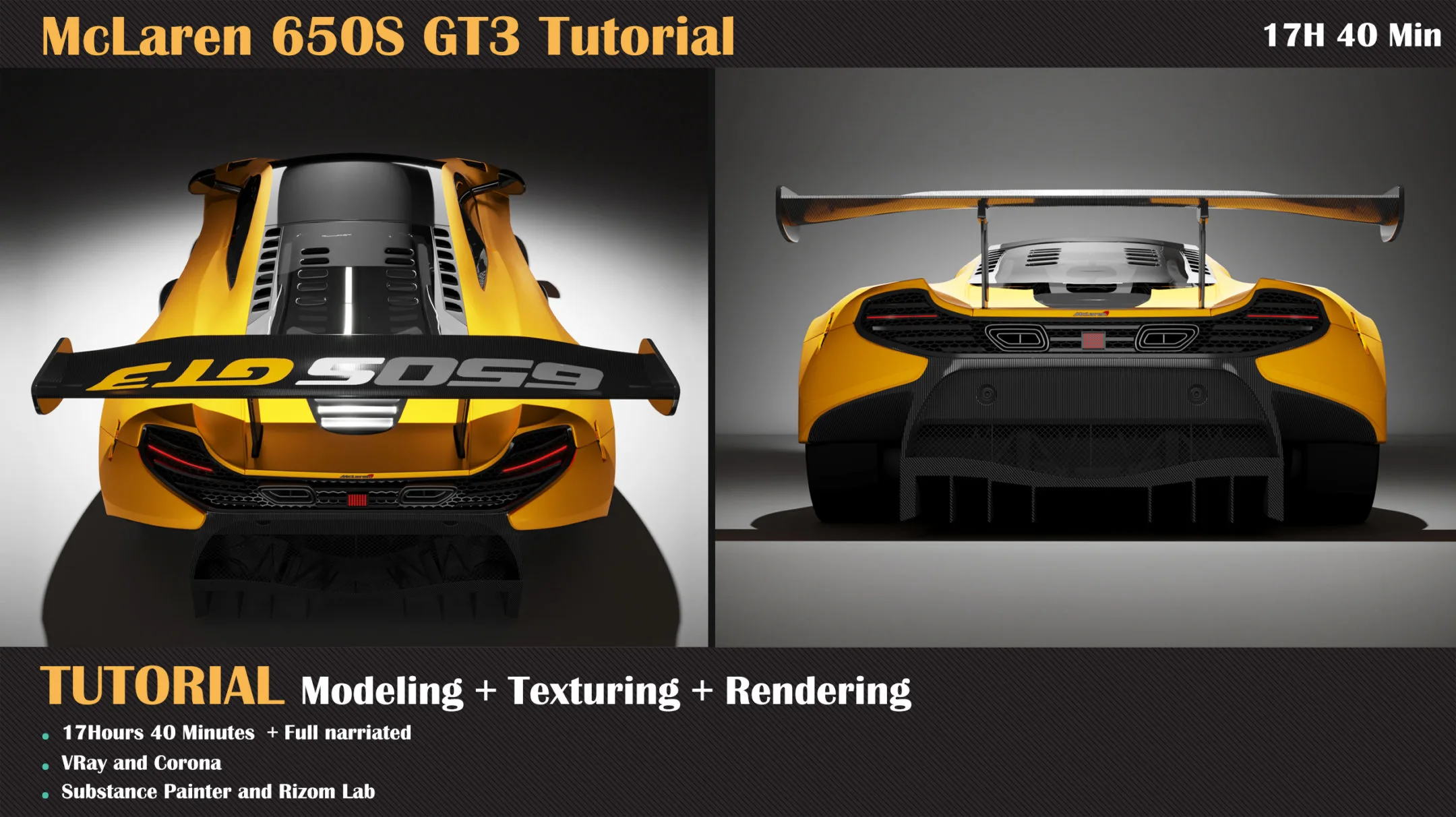 McLaren 650S GT3 Tutorial ( Modeling, Texturing, Lighting )