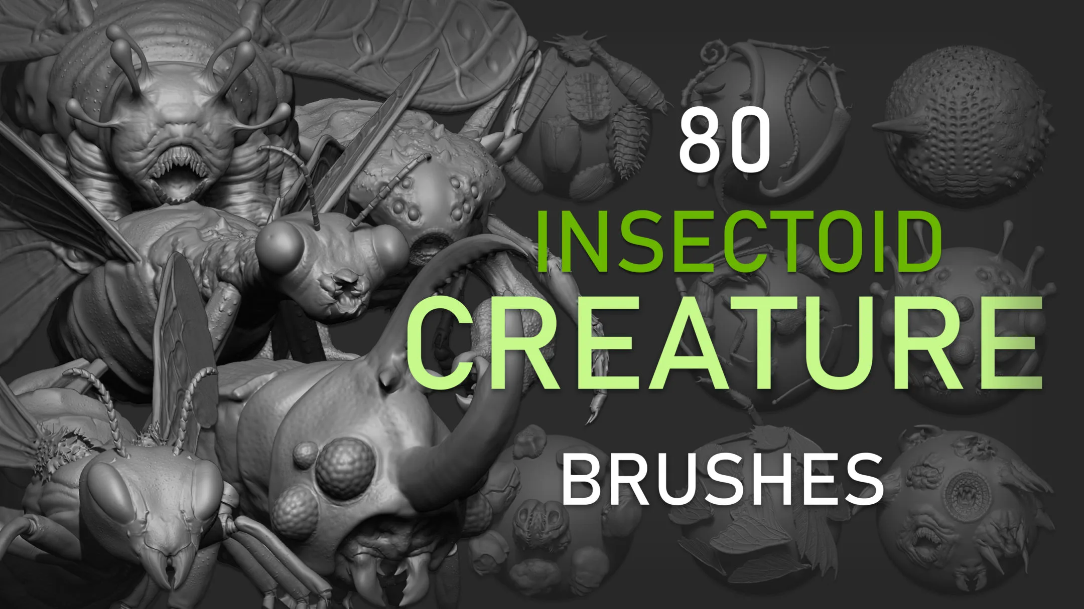 Zbrush + Blender - 80 Insectoid Creature Brush mega Pack