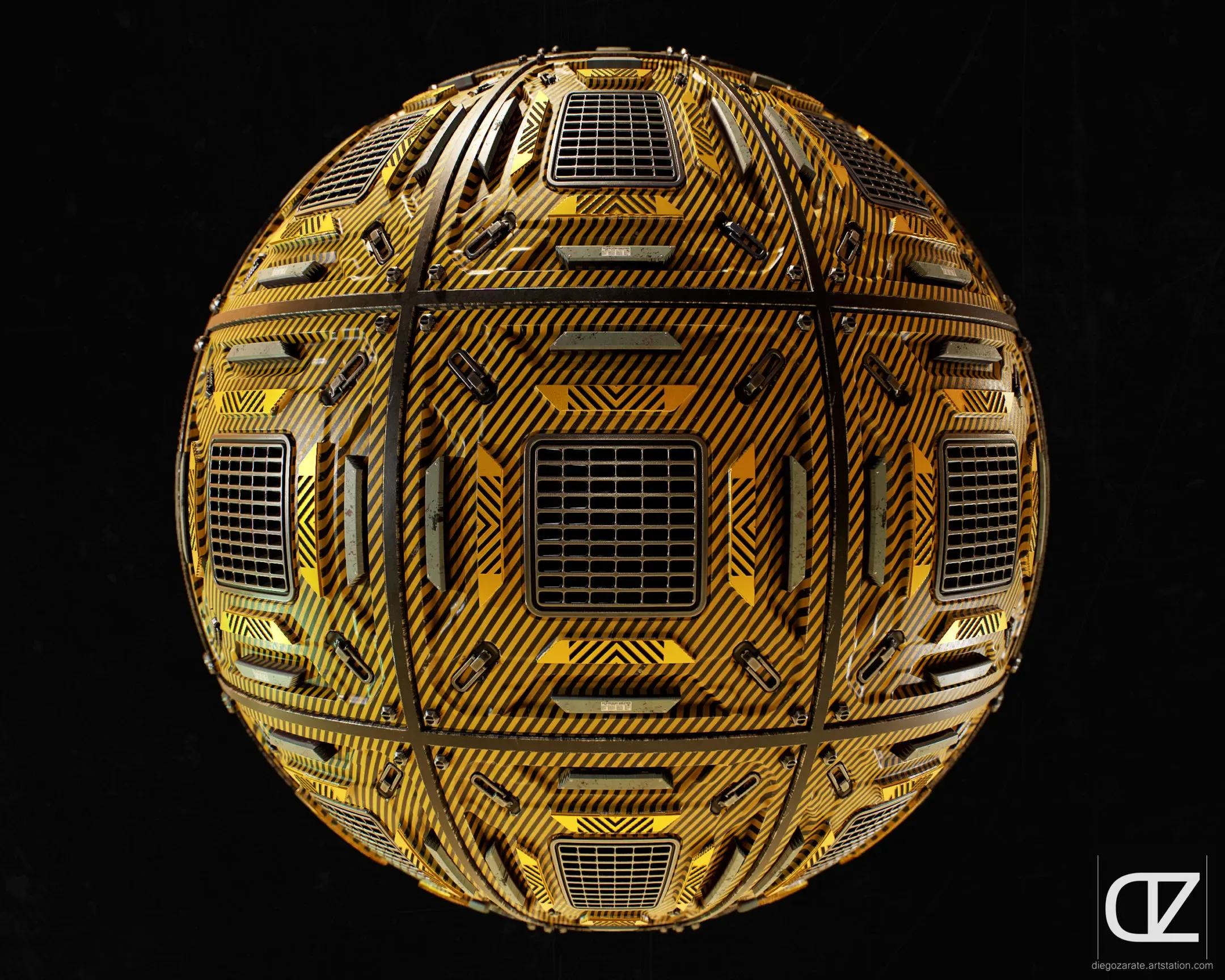 PBR - CAUTION SCIFI PANEL - 4K MATERIAL