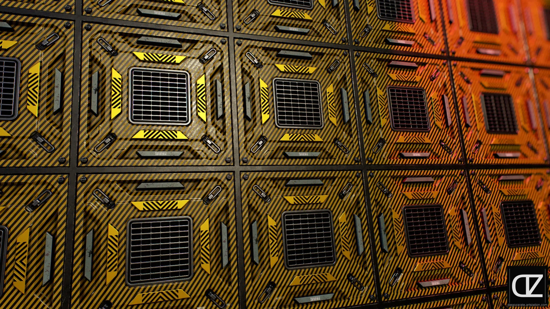 PBR - CAUTION SCIFI PANEL - 4K MATERIAL
