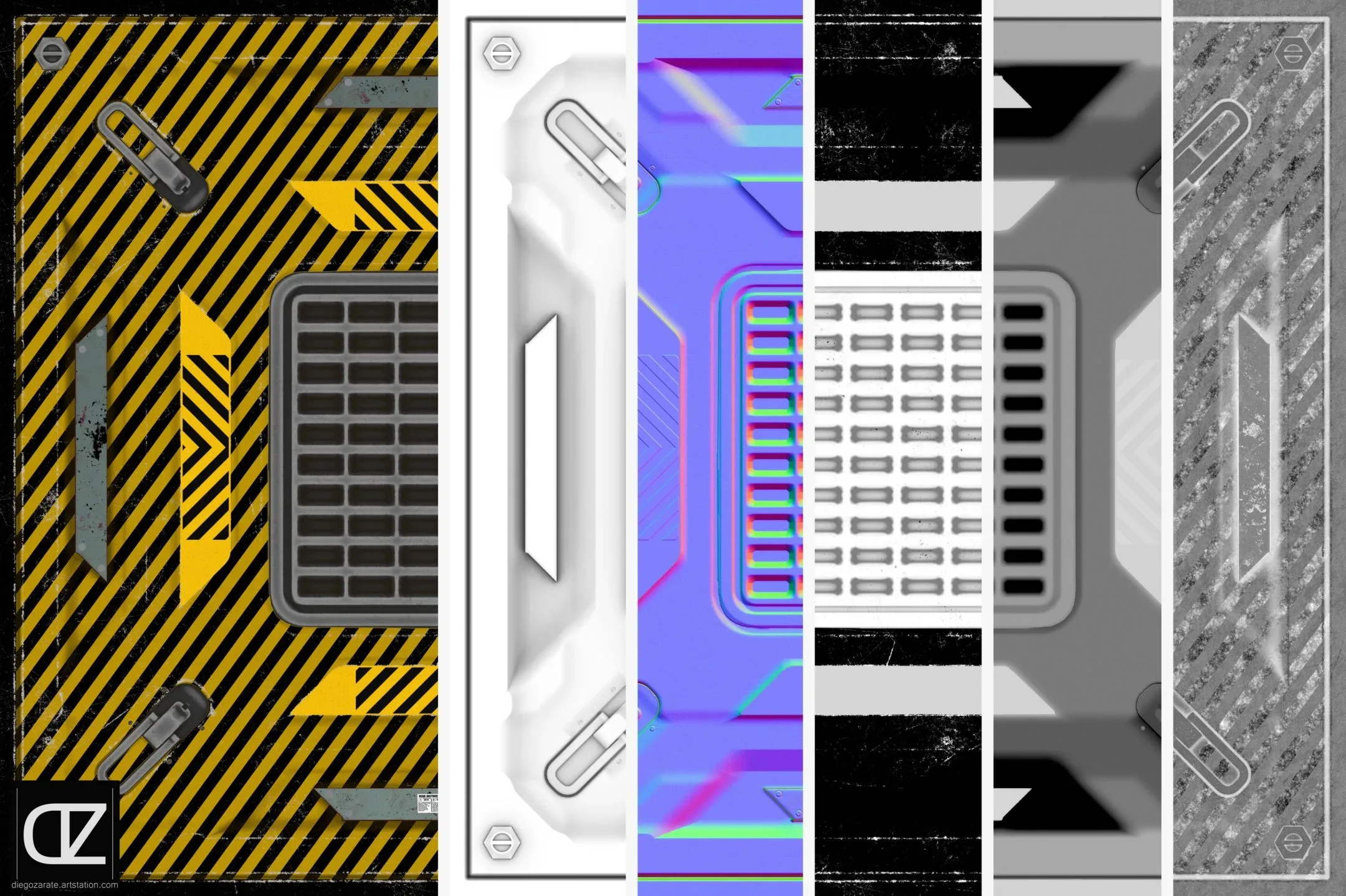PBR - CAUTION SCIFI PANEL - 4K MATERIAL