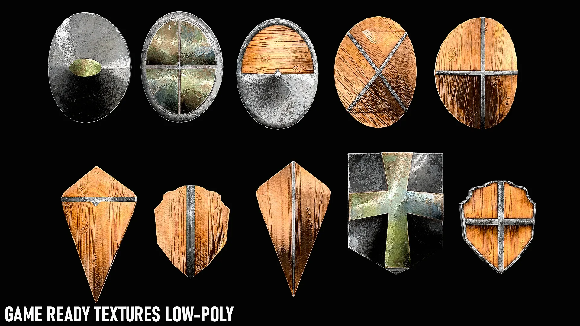 30 Shield Models Game-Ready