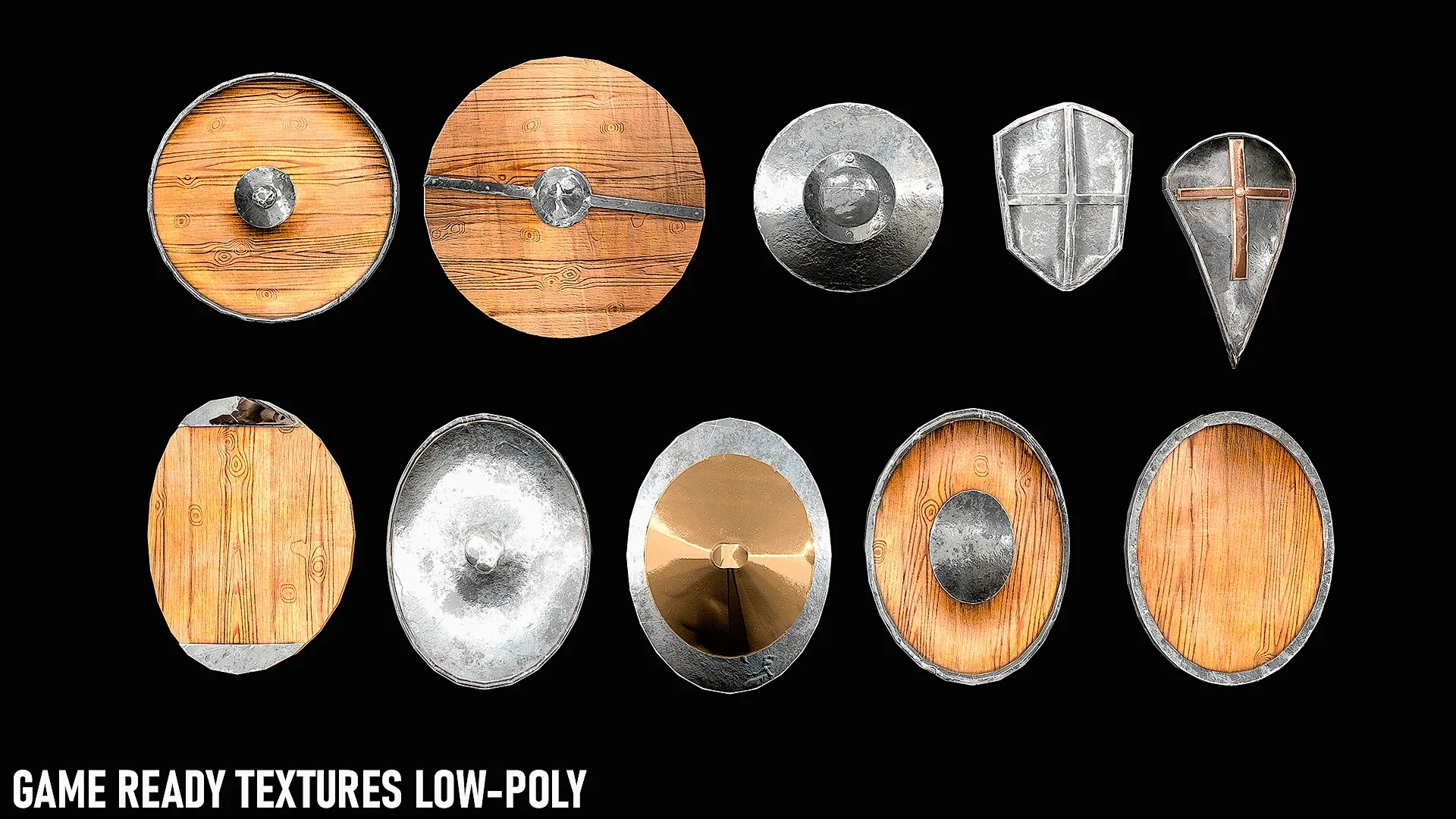 30 Shield Models Game-Ready