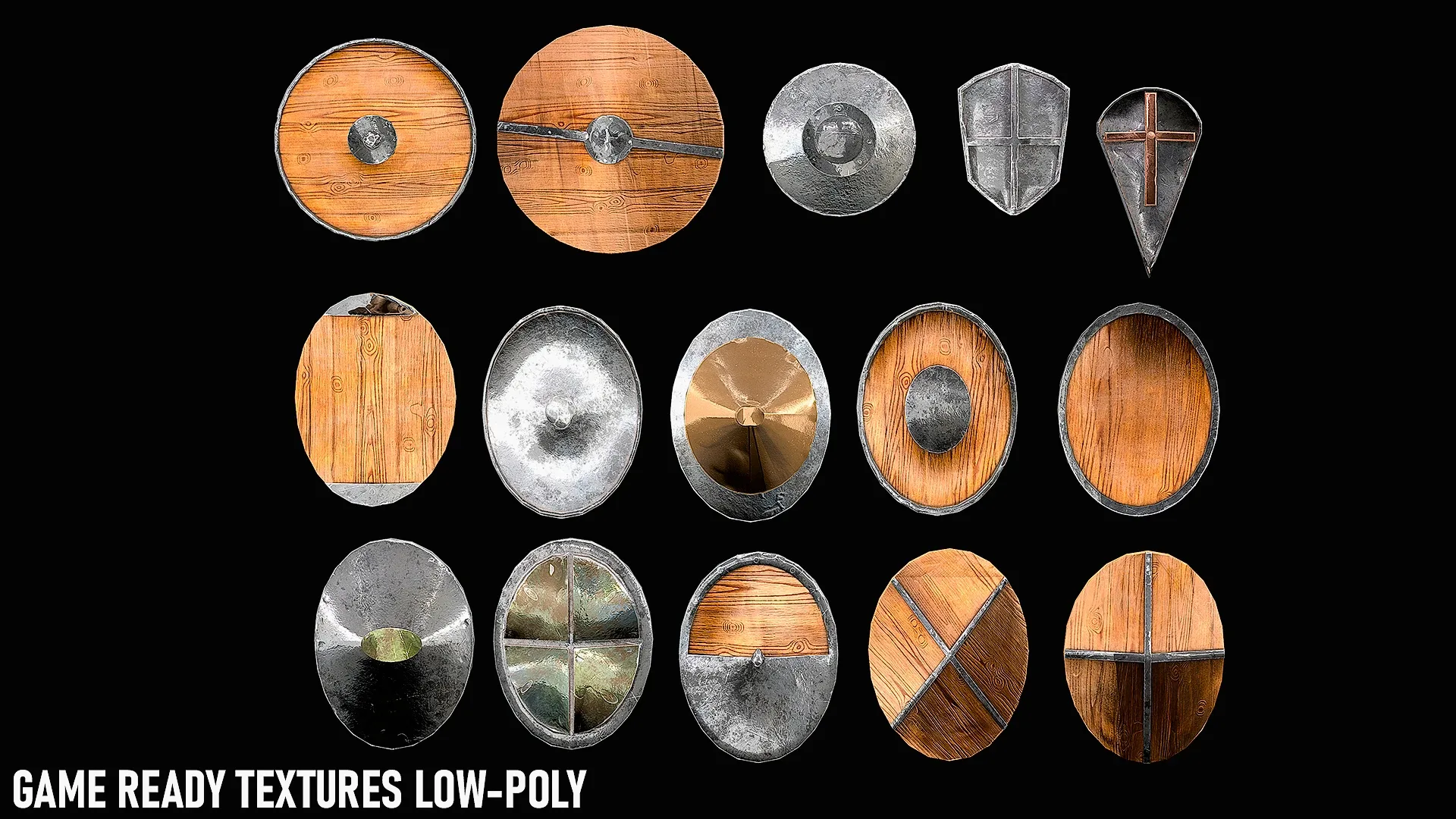 30 Shield Models Game-Ready